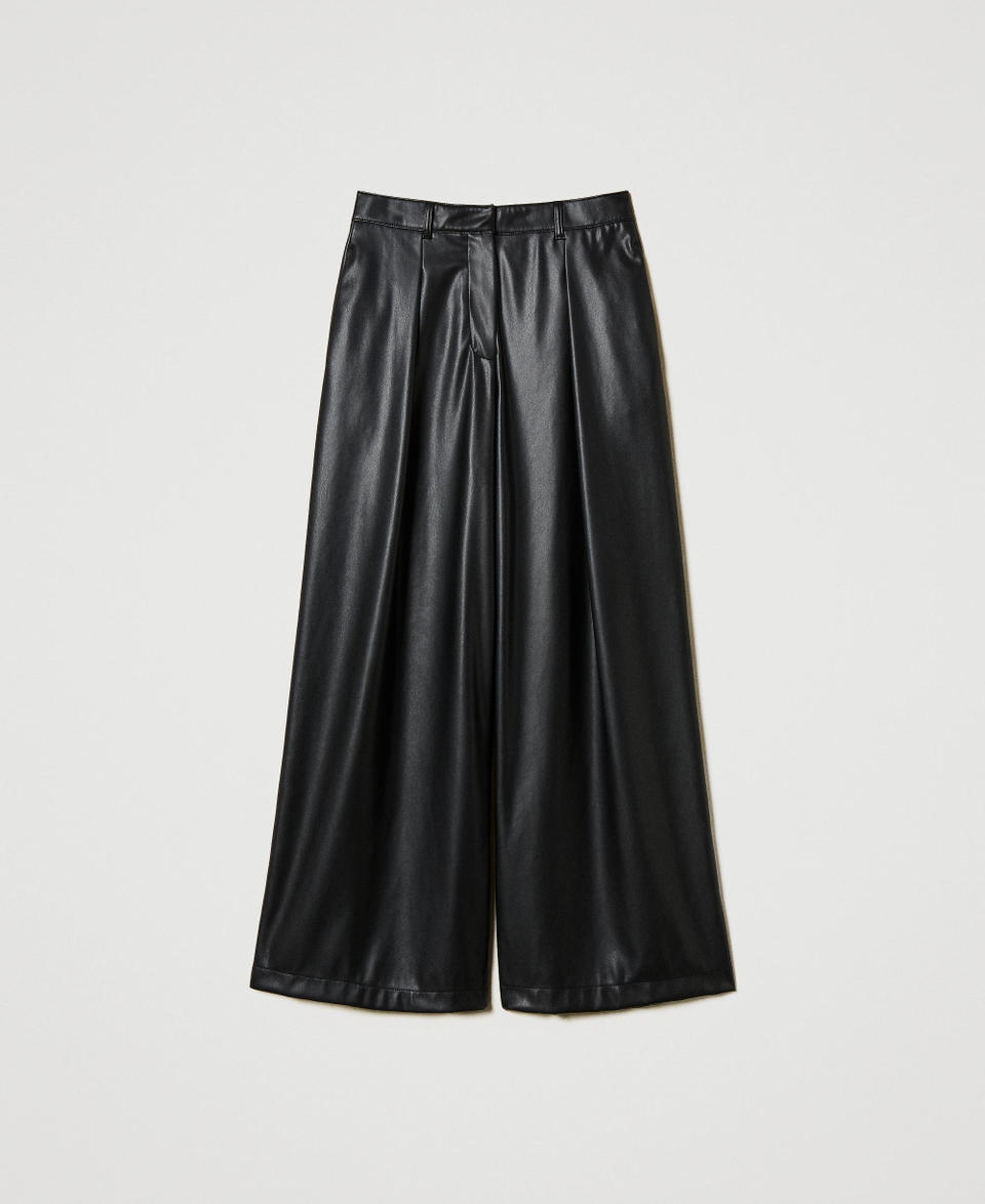 Twin Set Pantaloni wide leg effetto pelle Presa