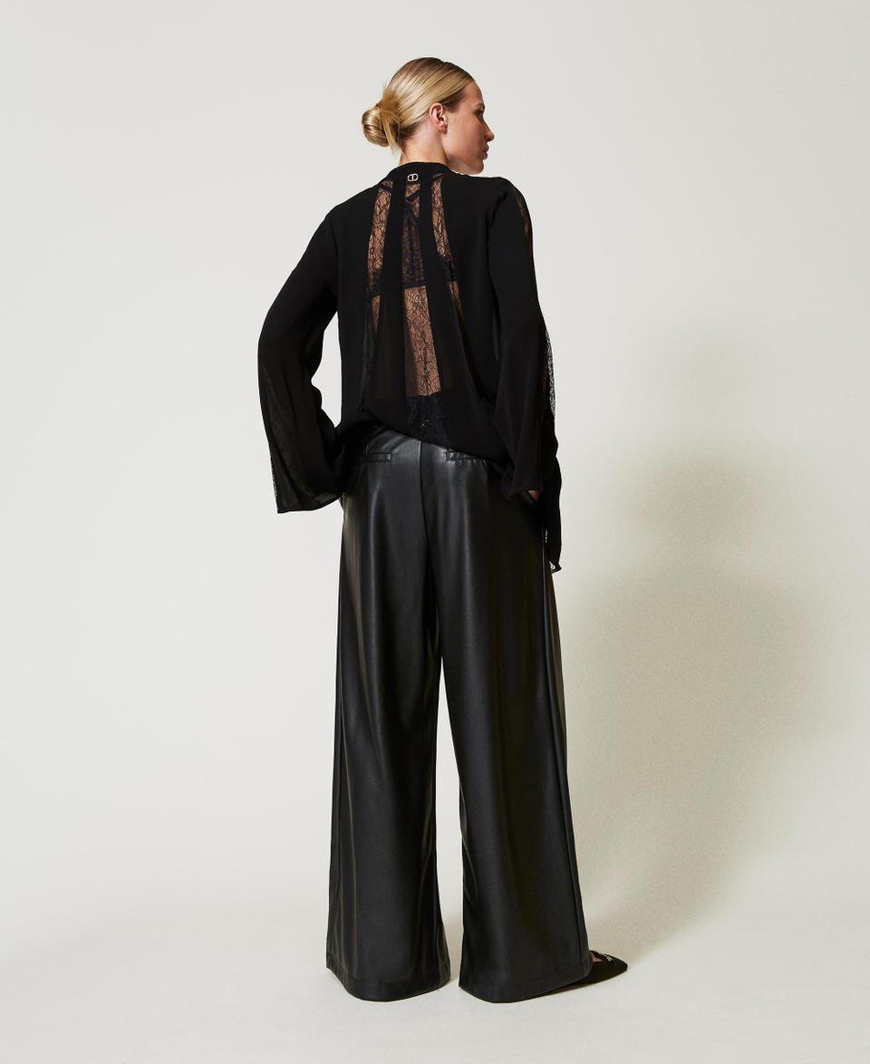 Twin Set Pantaloni wide leg effetto pelle Presa