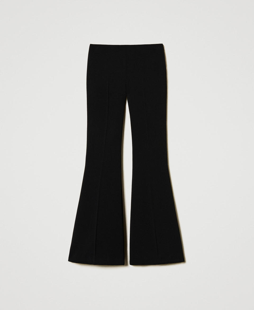Twin Set Pantaloni flare in crêpe fluido Saldi Di Fabbrica