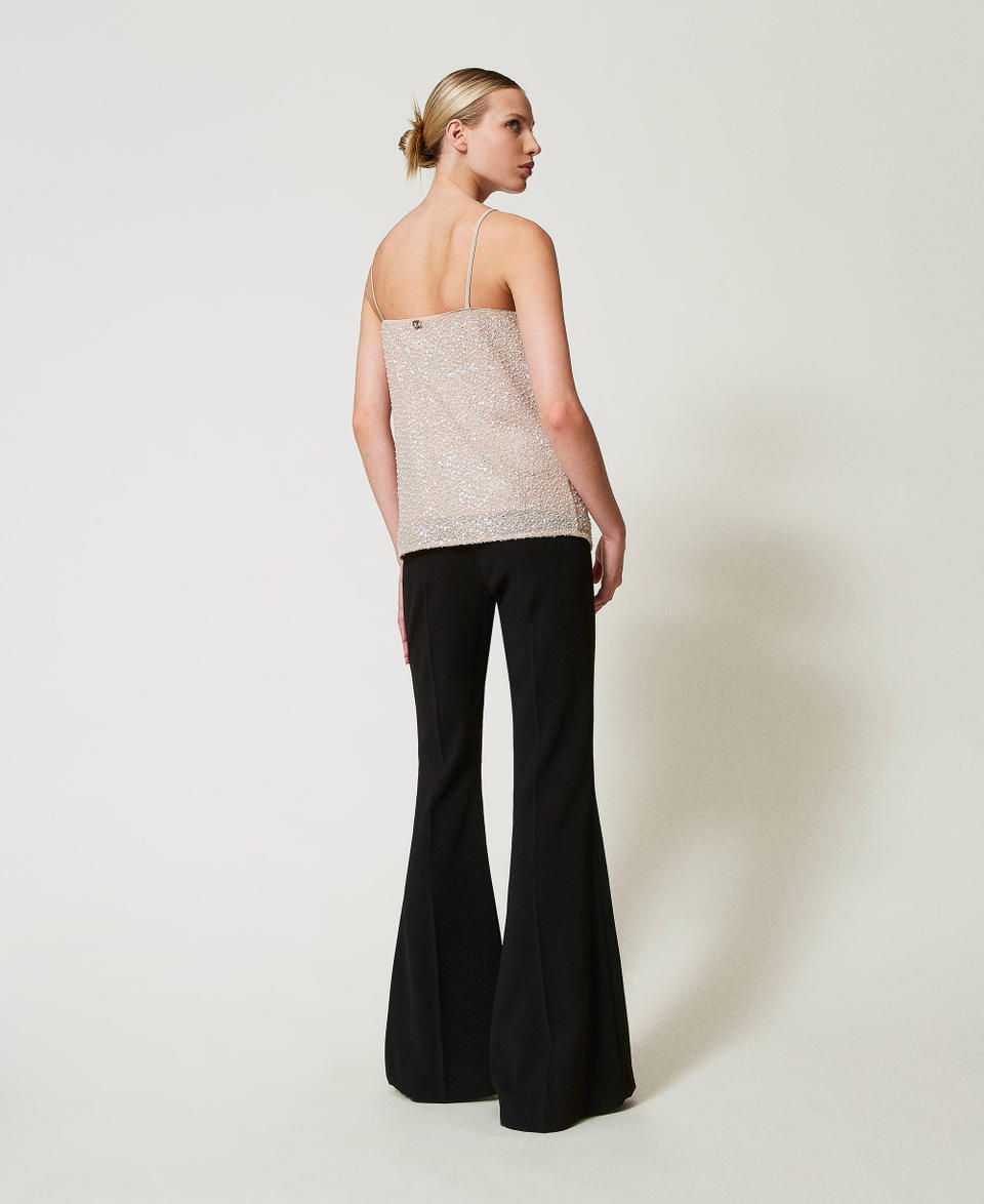 Twin Set Pantaloni flare in crêpe fluido Saldi Di Fabbrica