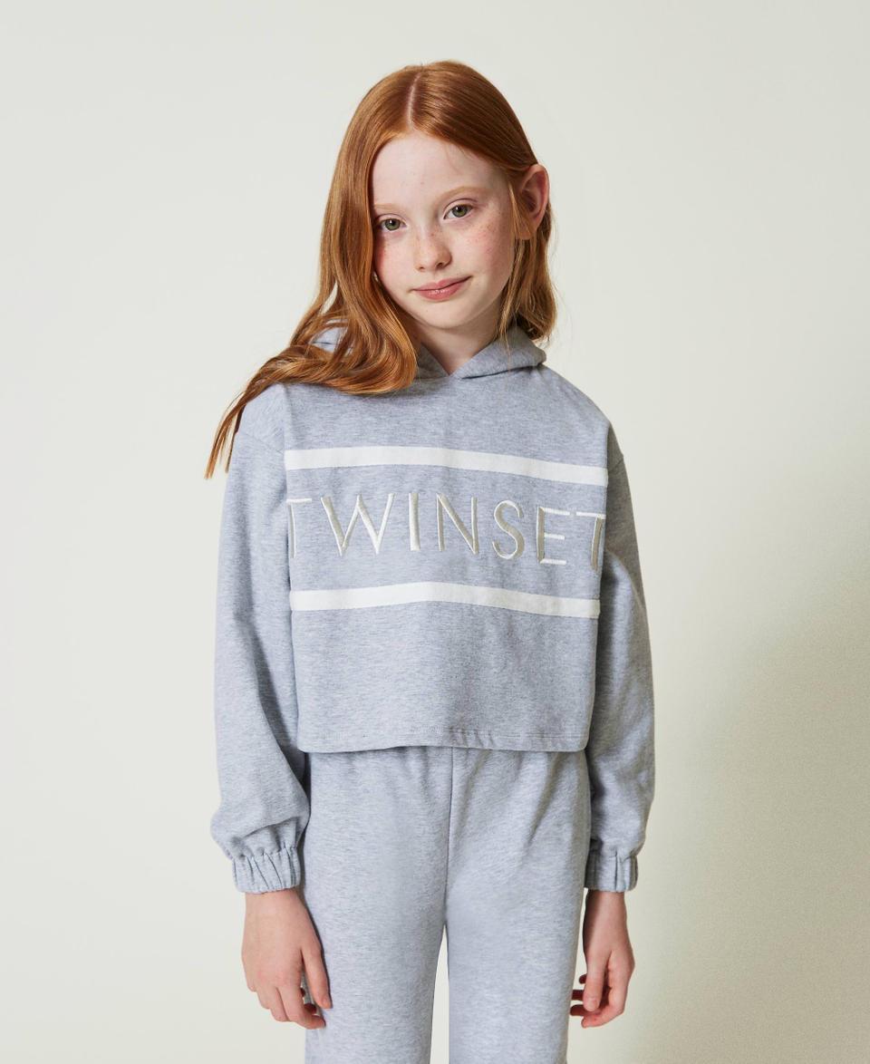 Twin Set Felpa cropped con logo ricamato Promozione