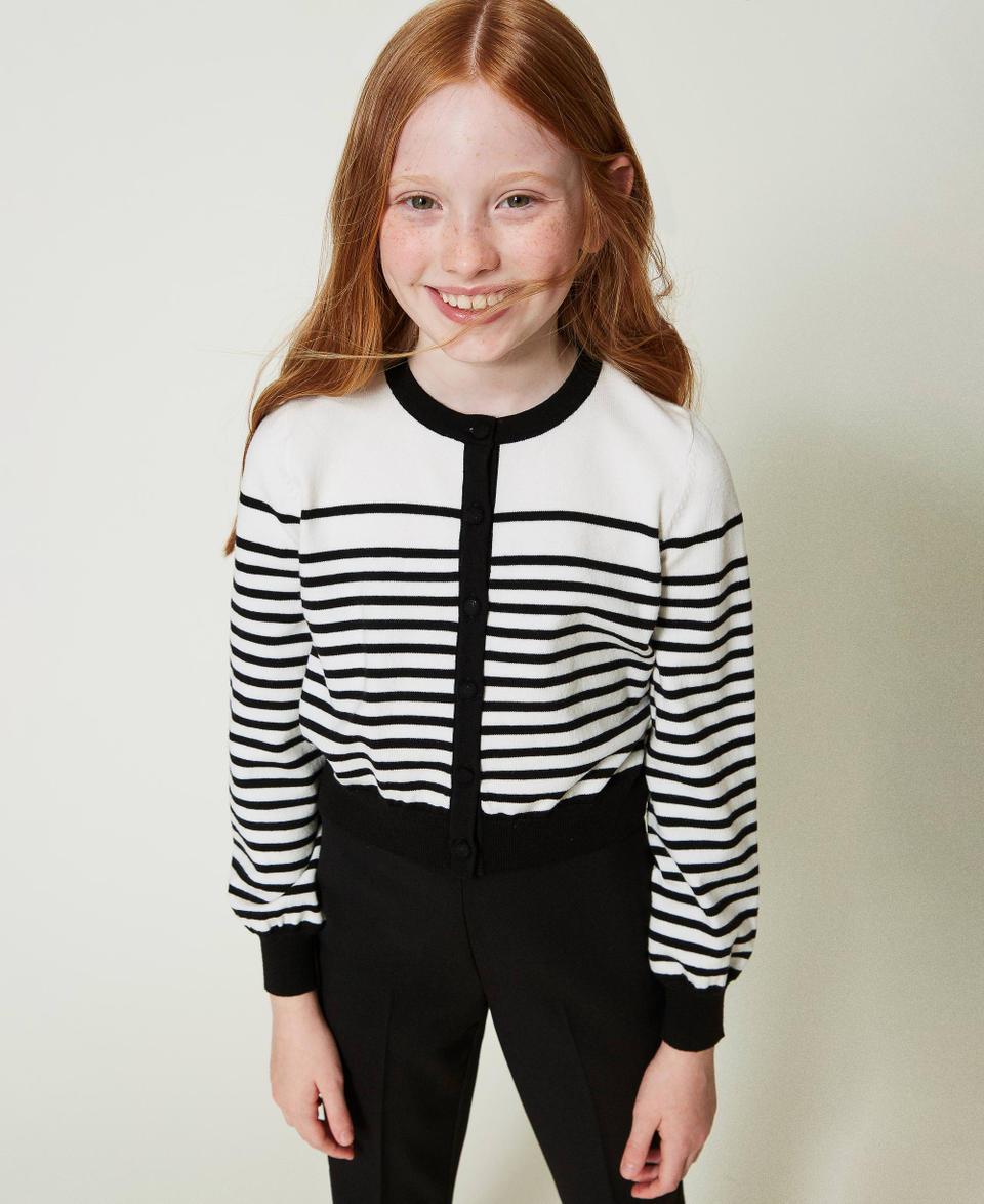 Twin Set Cardigan a righe con logo jacquard