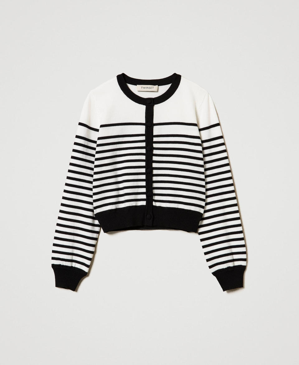 Twin Set Cardigan a righe con logo jacquard Negozi Online