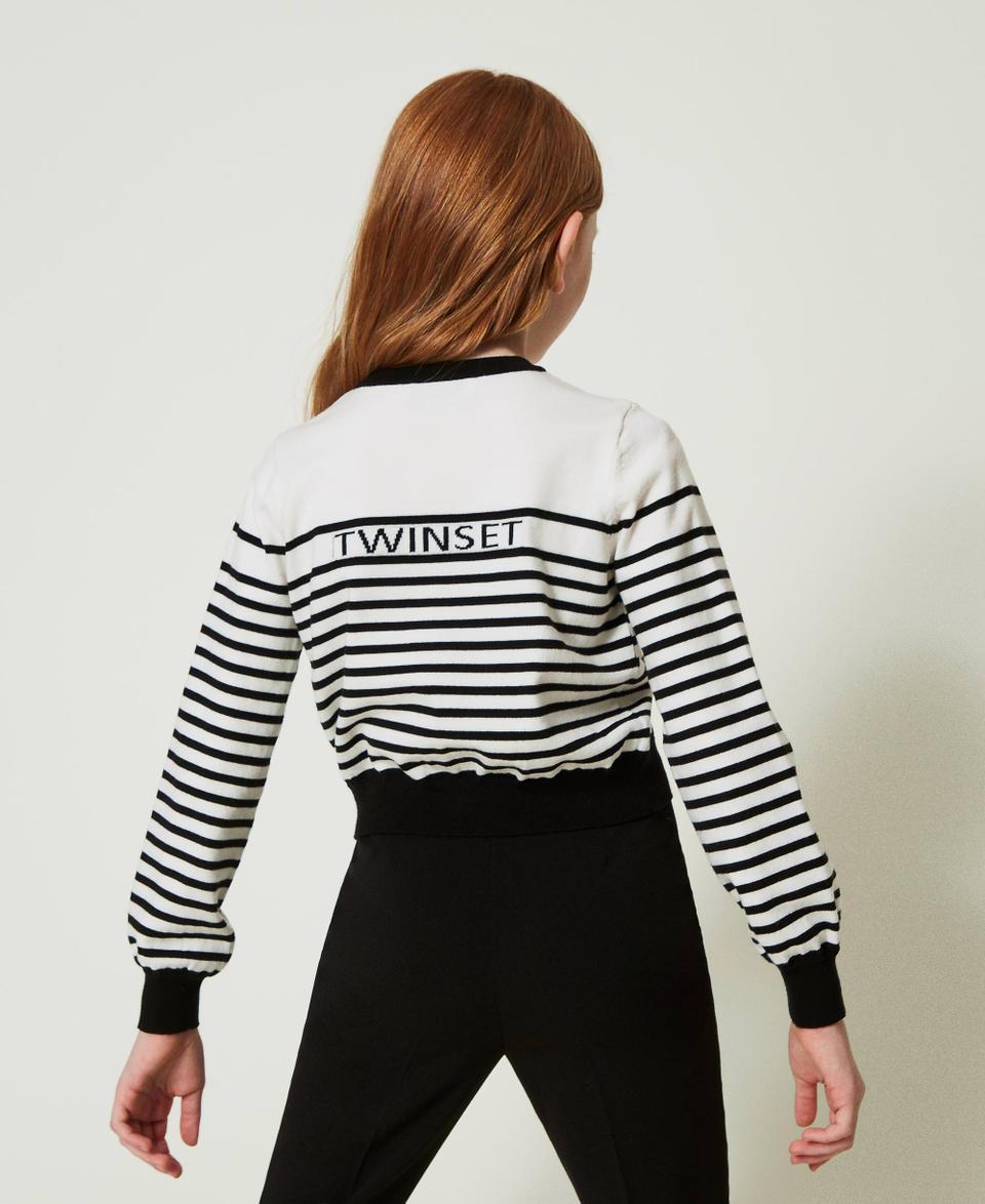 Twin Set Cardigan a righe con logo jacquard Negozi Online