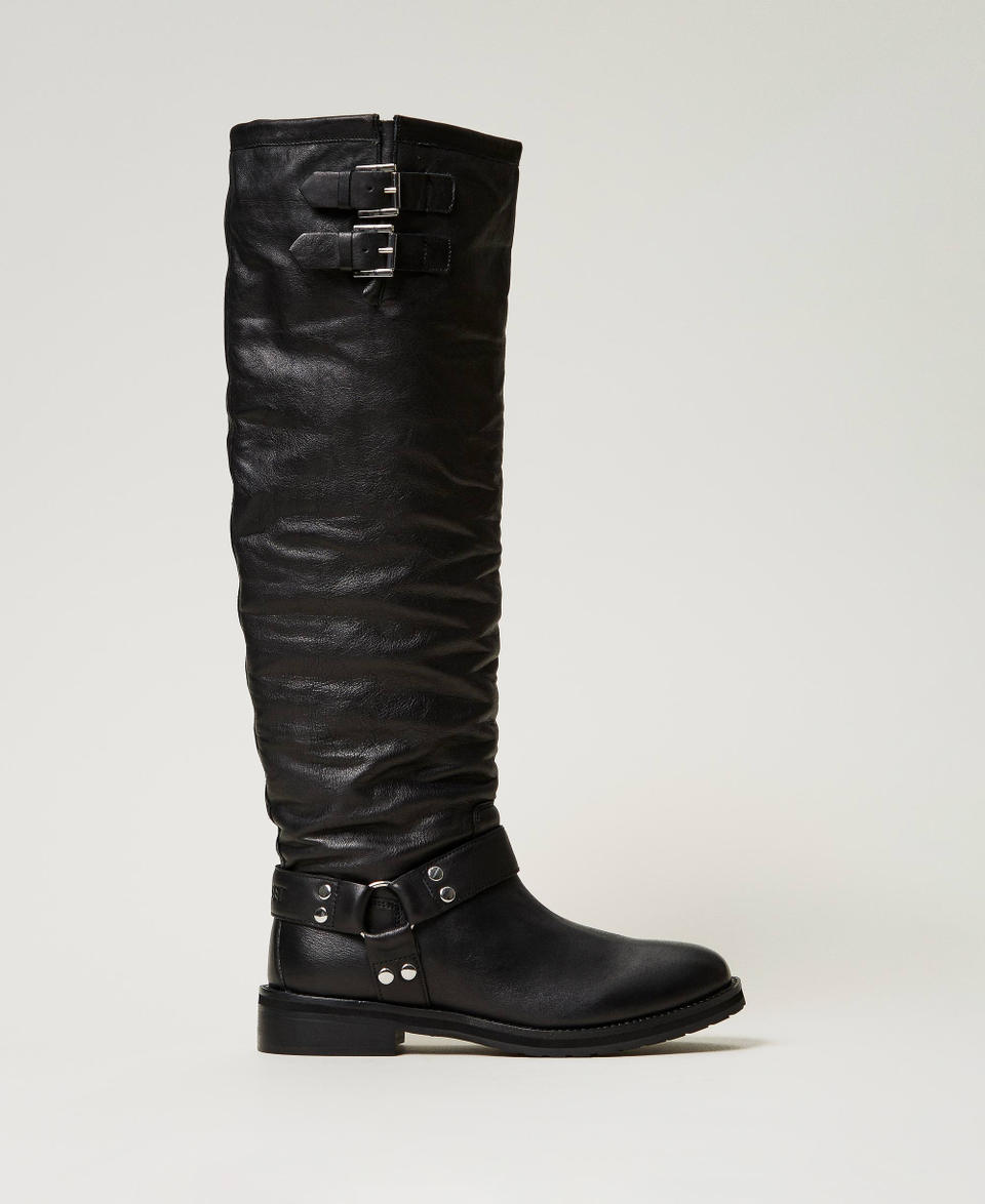 Twin Set Stivali alti 'Darcy' in pelle con cinturini Offerta