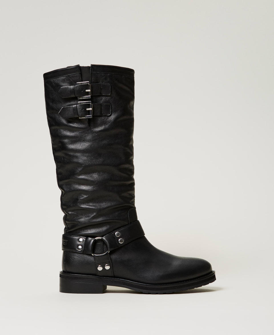 Twin Set Stivali biker 'Darcy' in pelle con cinturini Saldi