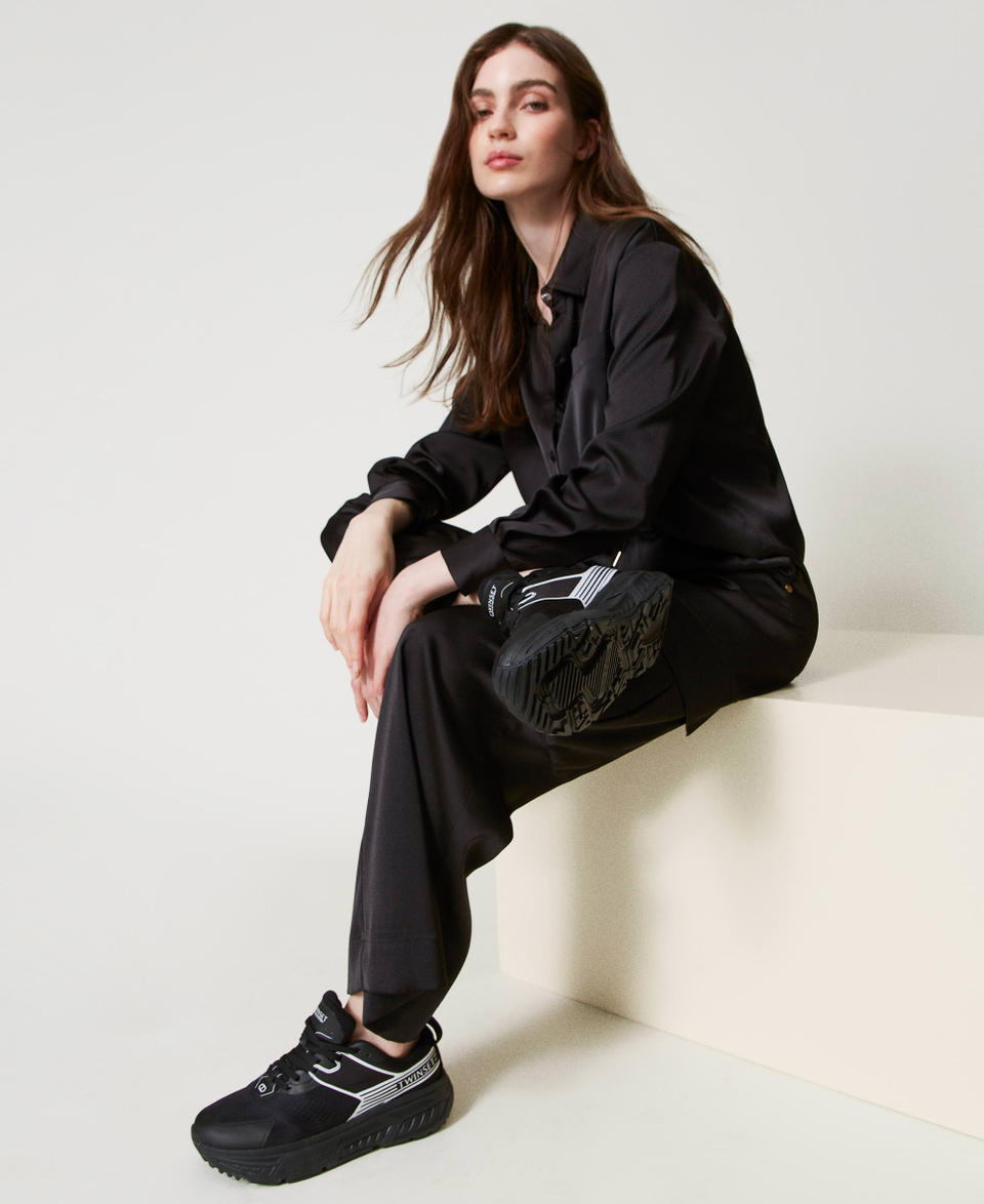 Twin Set Sneakers Fessura a righe con logo a contrasto Qualità Garantita
