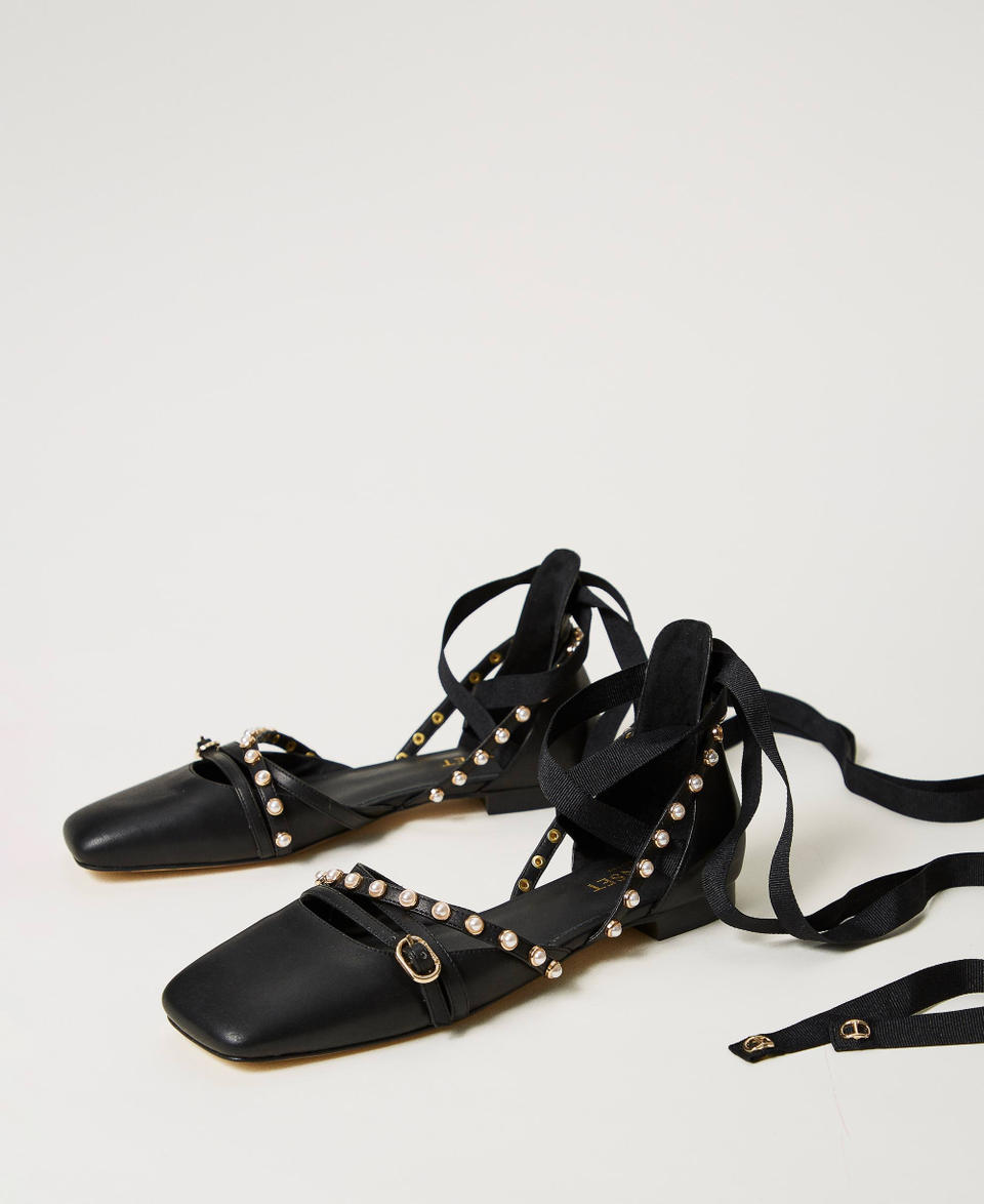 Twin Set Ballerine con perle e nastri Shopping Online