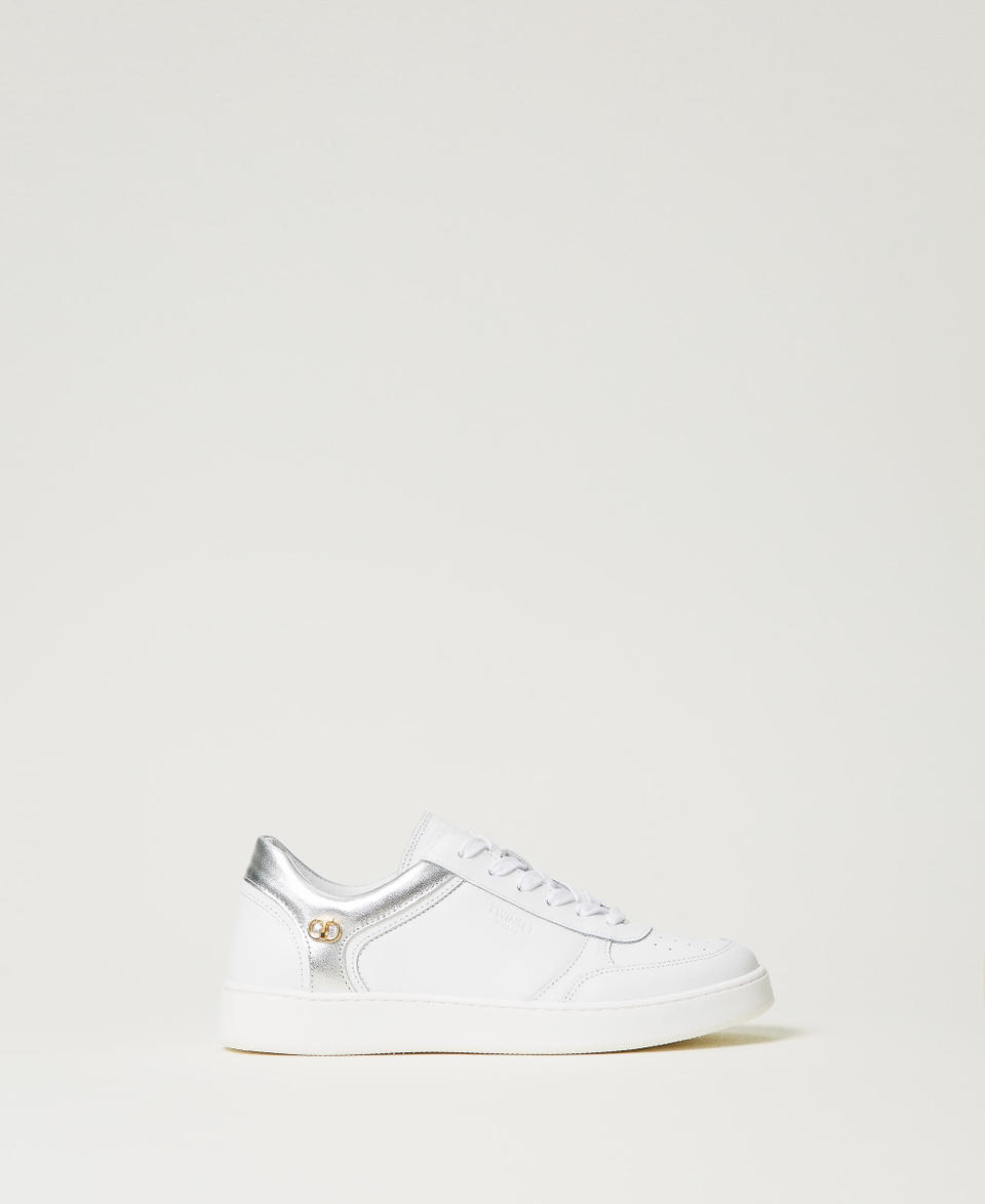 Twin Set Sneakers in pelle con inserti laminati Offerta