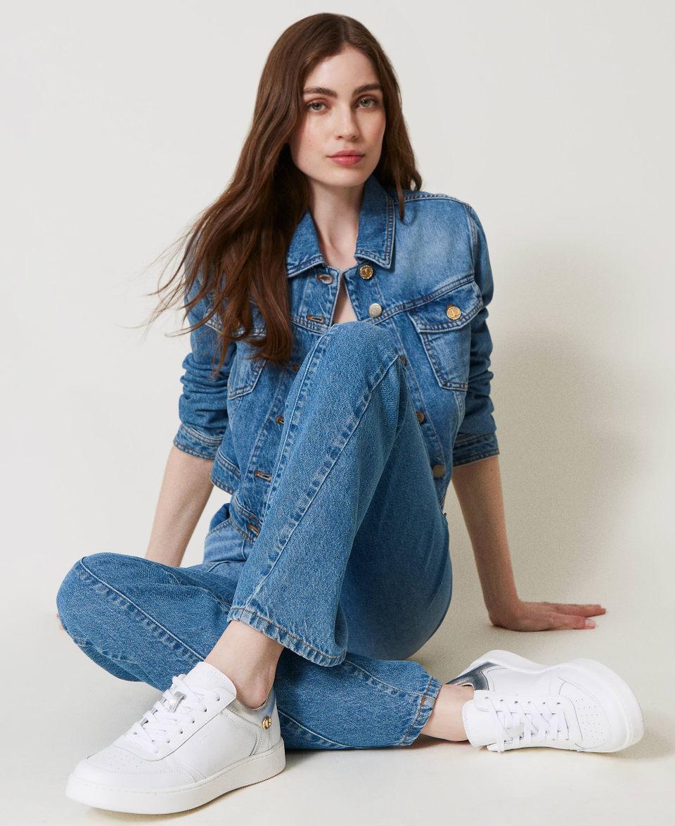 Twin Set Sneakers in pelle con inserti laminati Offerta