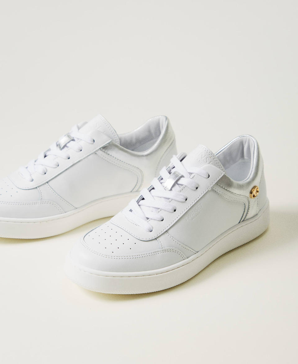 Twin Set Sneakers in pelle con inserti laminati Offerta