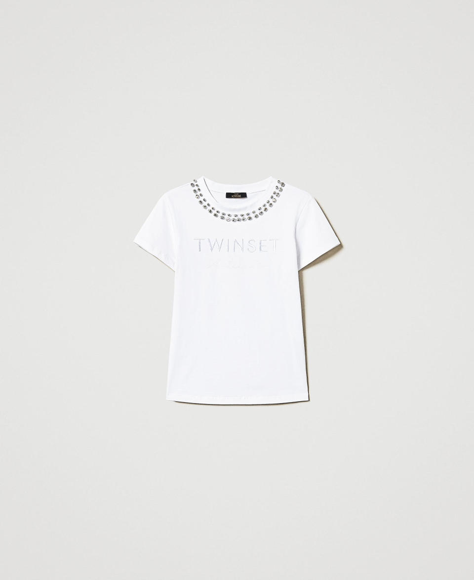 Twin Set T-shirt con ricamo a mano e logo Outlet