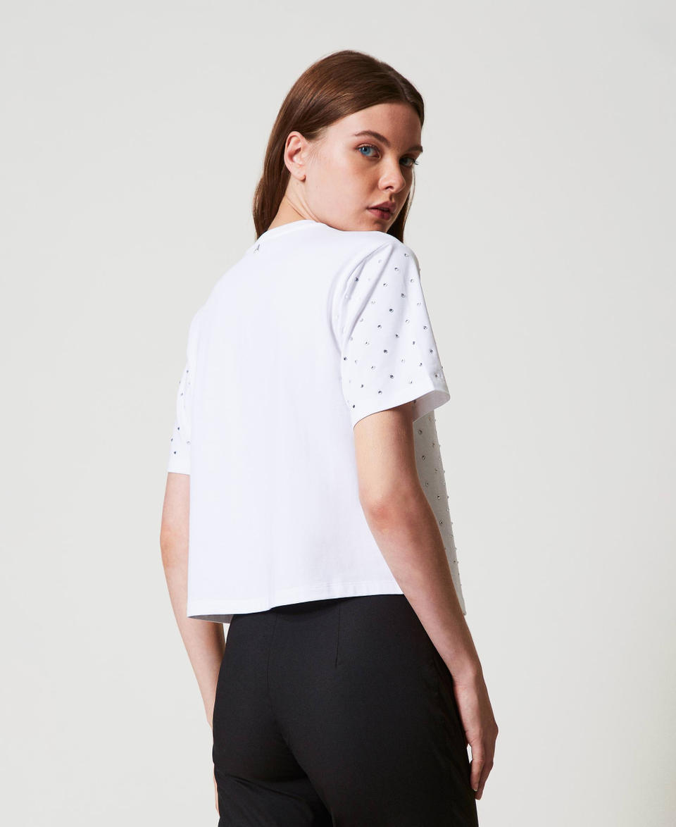 Twin Set T-shirt boxy con strass In Vendita