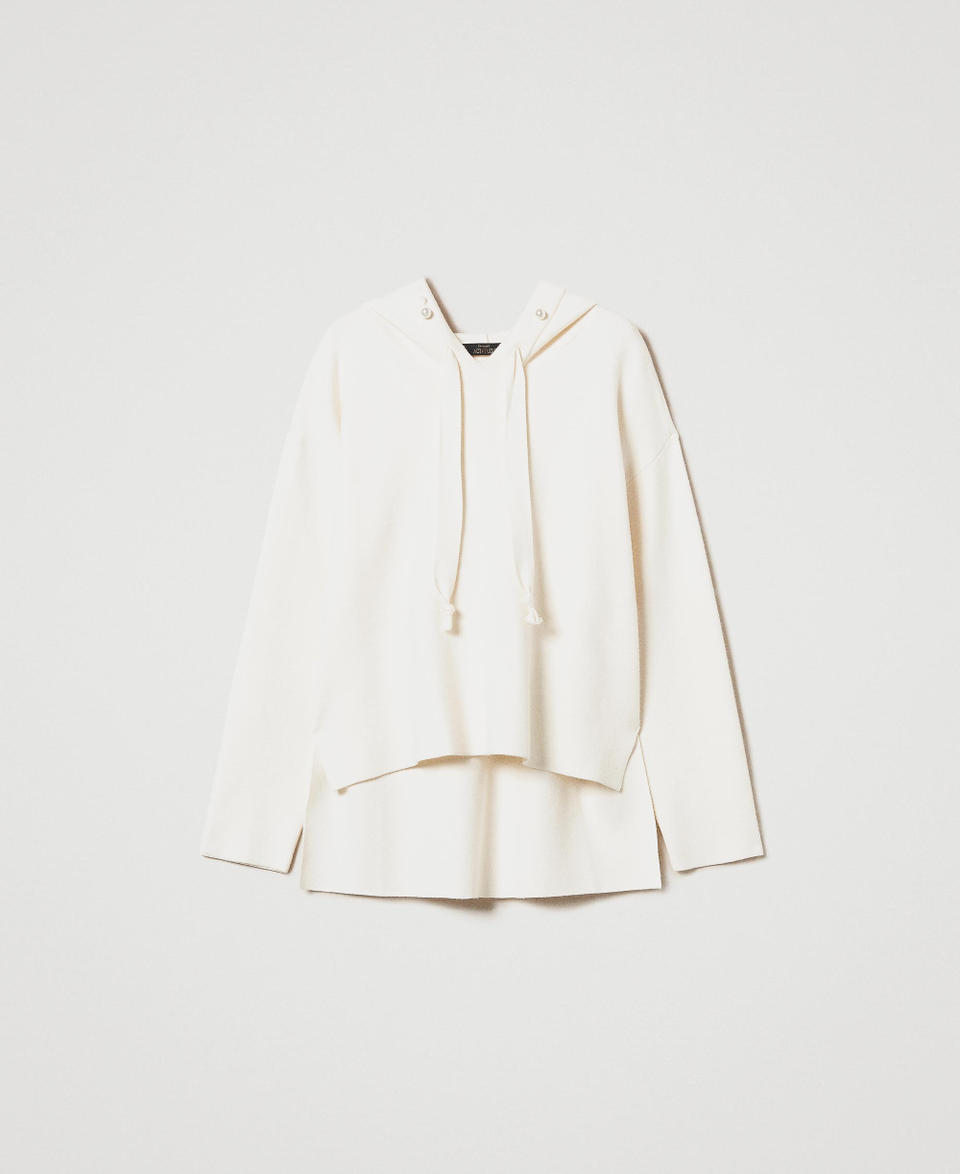 Twin Set Maglia con cappuccio e perle Saldi