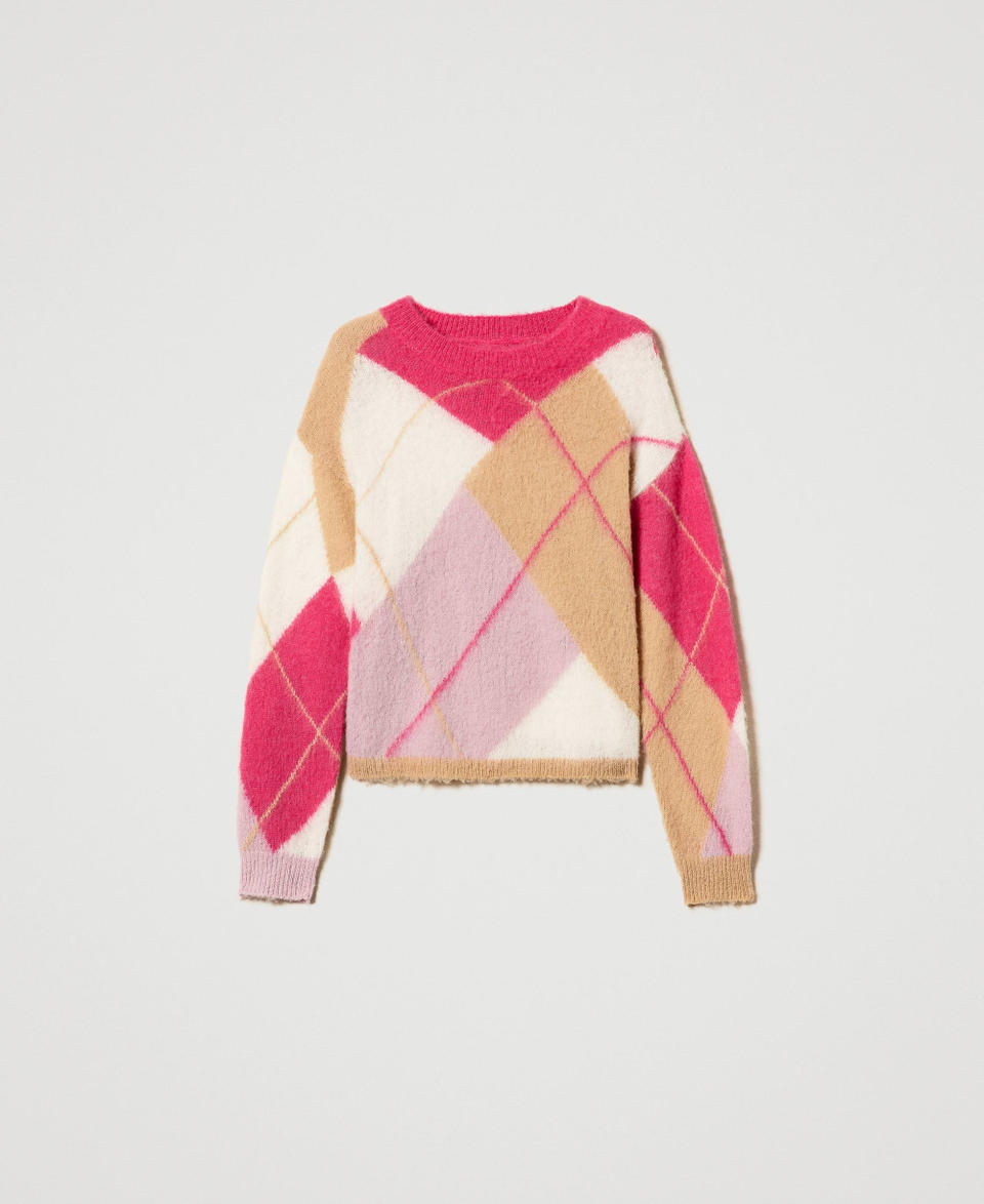 Twin Set Maglia jacquard argyle in misto lana Vendita Economica