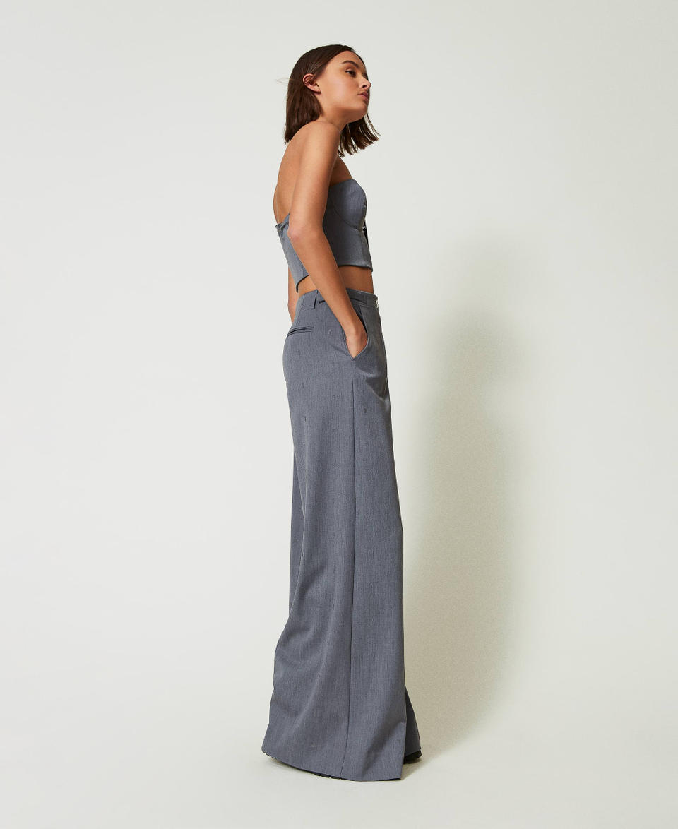Twin Set Pantaloni a palazzo MYFO con ricamo Saldi Di Fabbrica