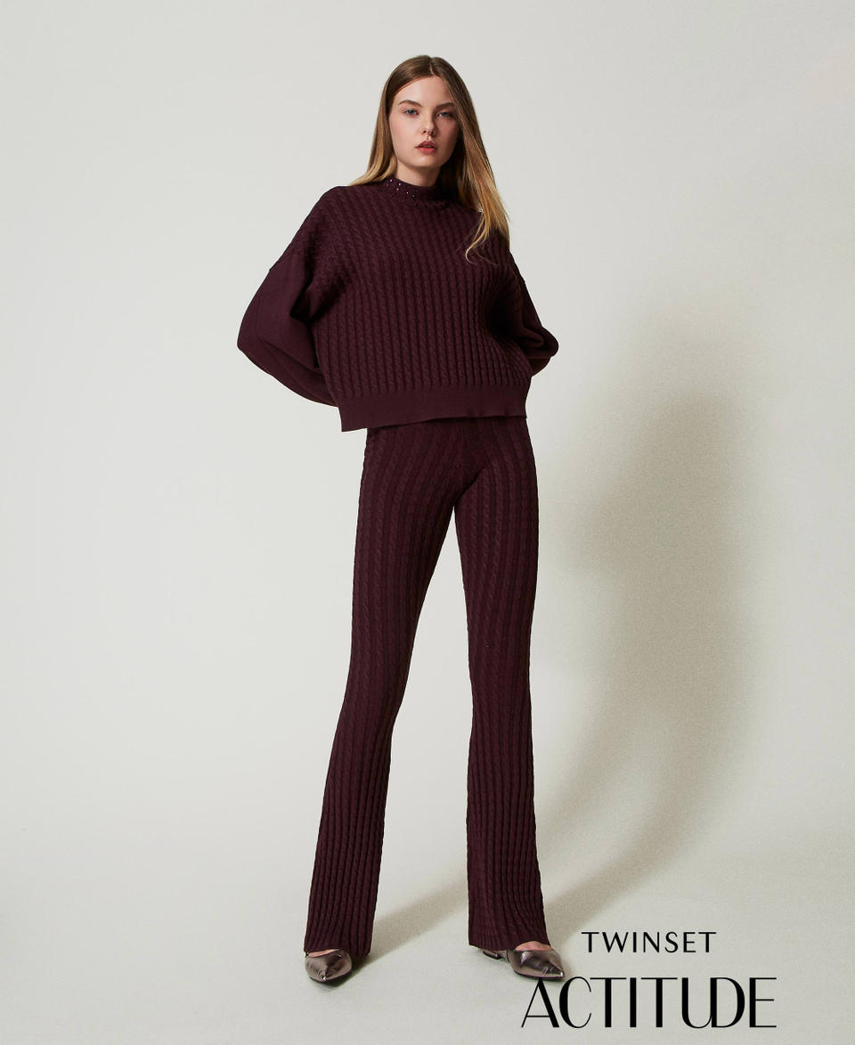 Twin Set Pantaloni flare in maglia a trecce Negozio