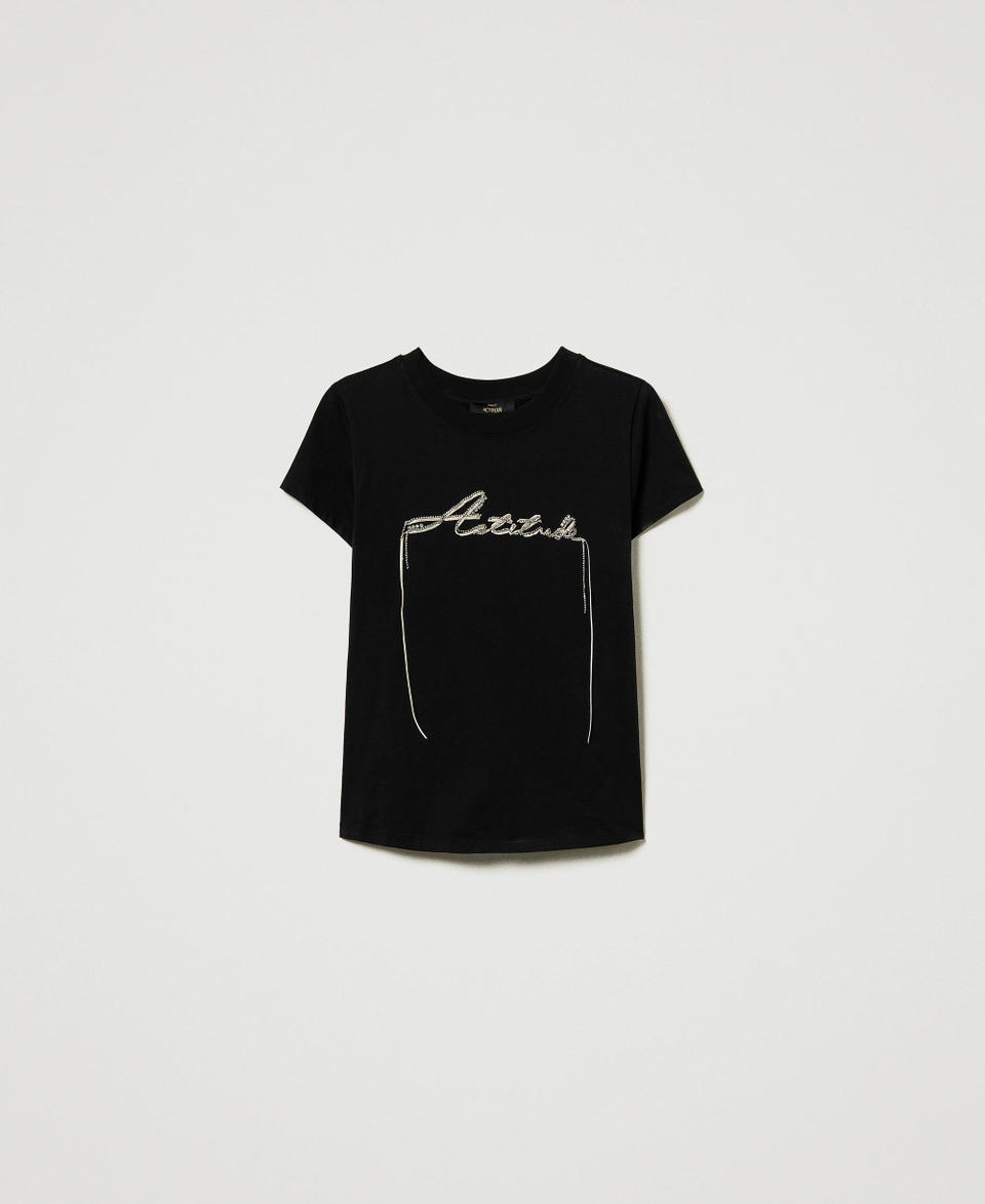 Twin Set T-shirt con logo e strass Outlet