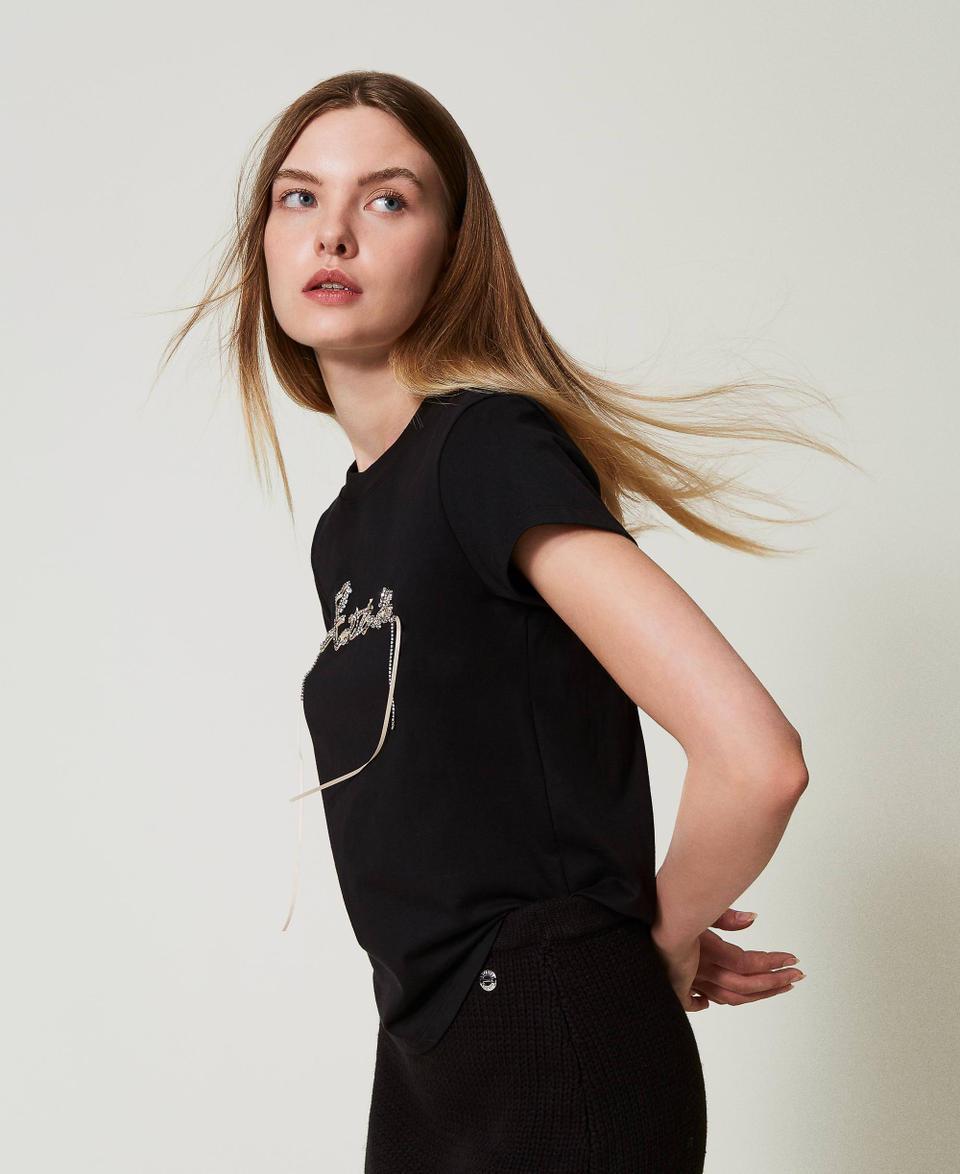 Twin Set T-shirt con logo e strass Outlet