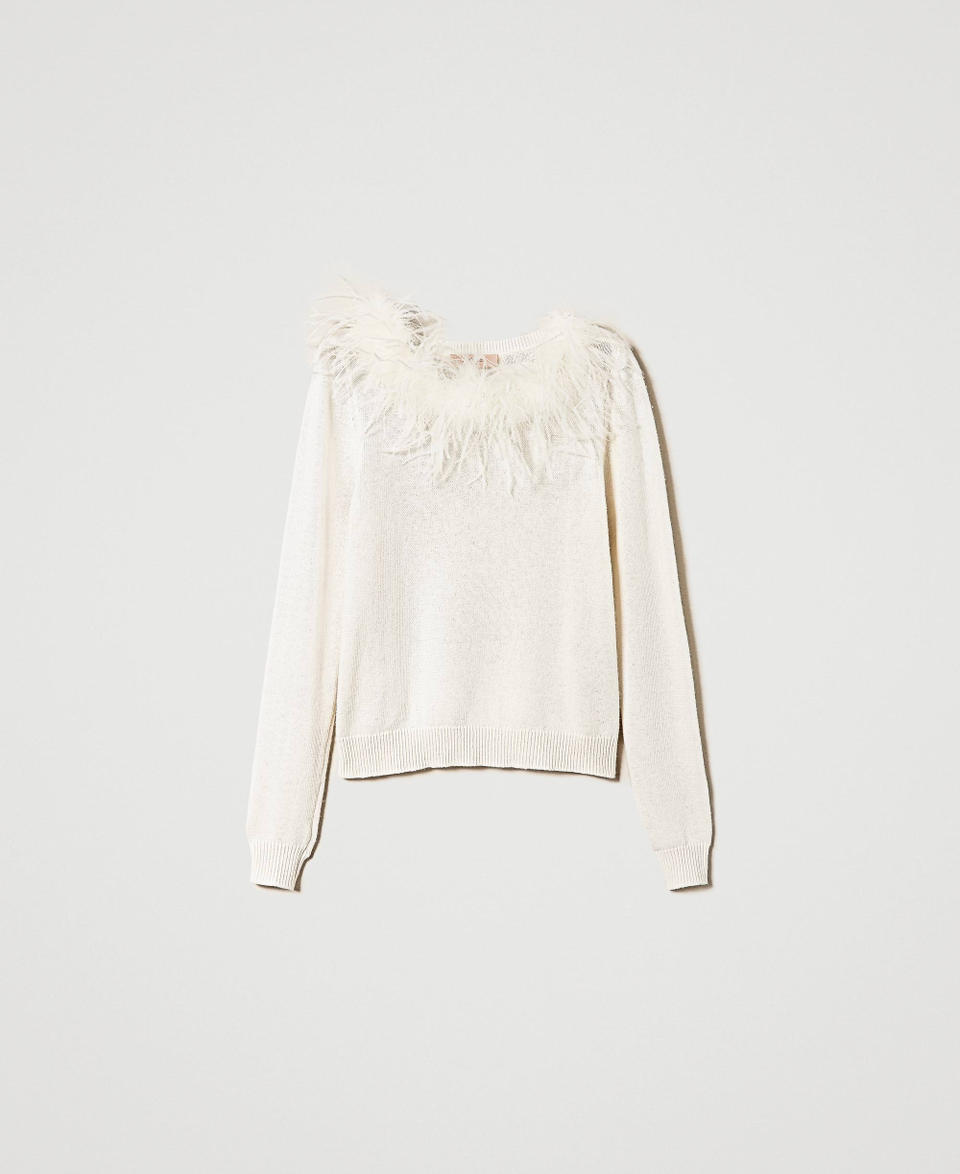 Twin Set Maglia regular in misto lana con piume Hotsell