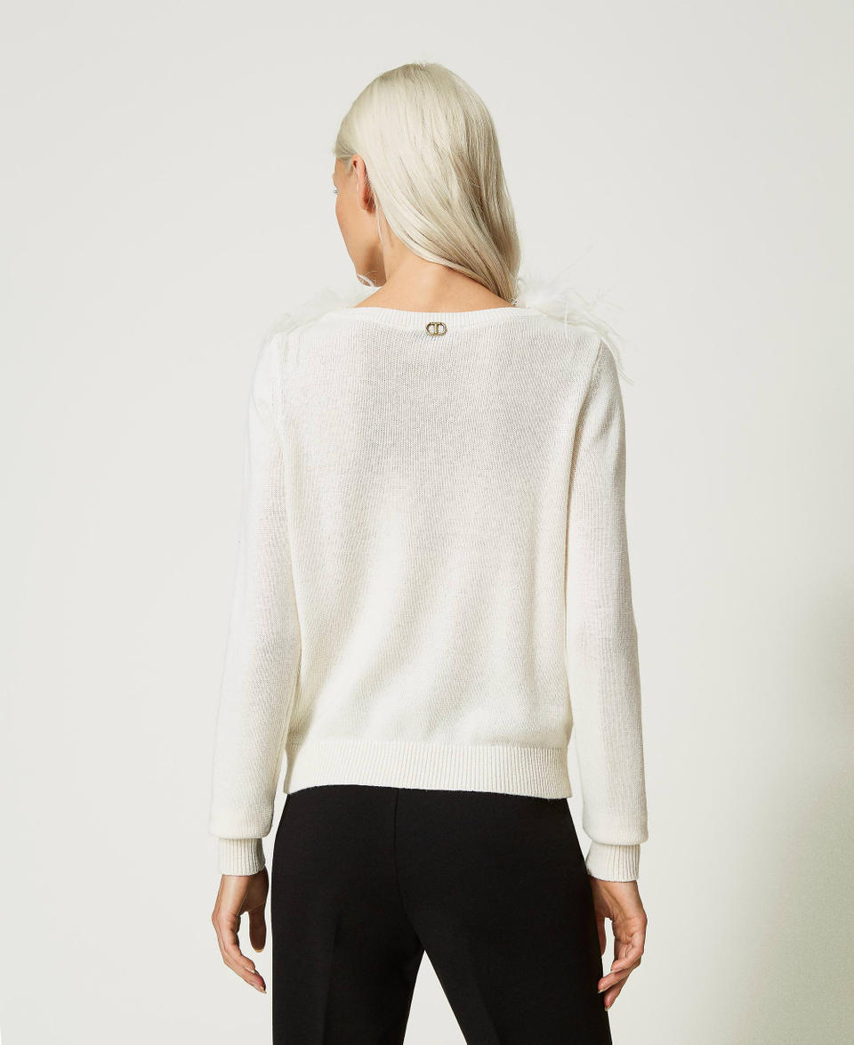 Twin Set Maglia regular in misto lana con piume Hotsell