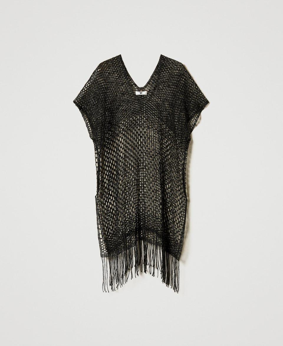 Twin Set Poncho in rete lurex con frange 2025