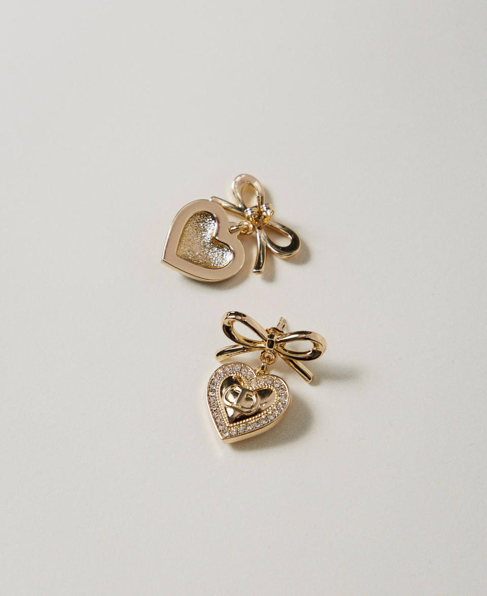 Twin Set Orecchini a cuore con strass e Oval T Promozione