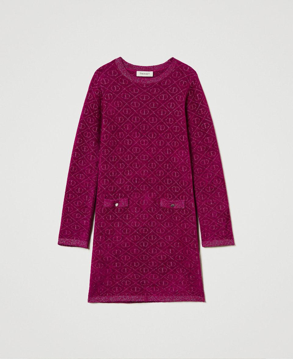 Twin Set Abito corto in maglia jacquard con Oval T Vendita Economica