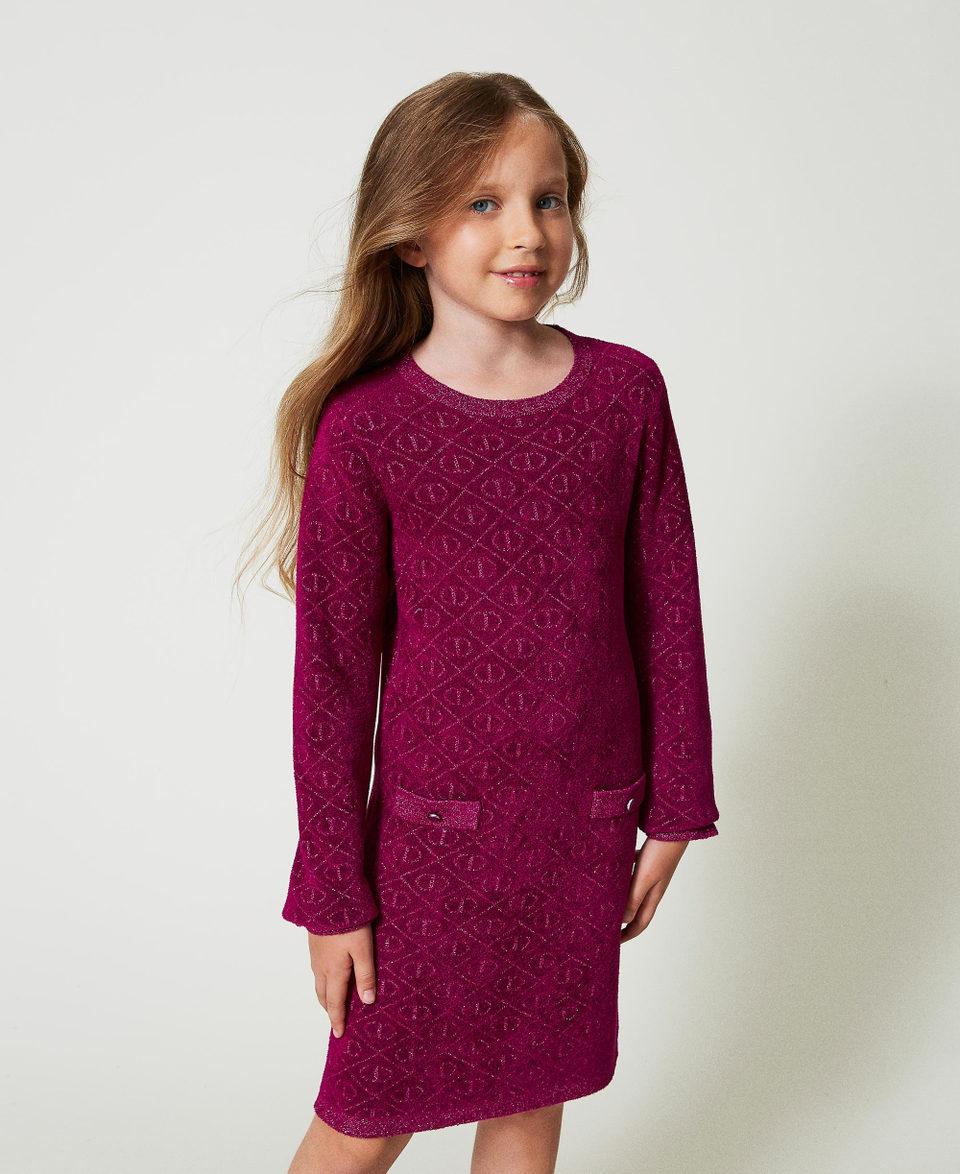 Twin Set Abito corto in maglia jacquard con Oval T Vendita Economica