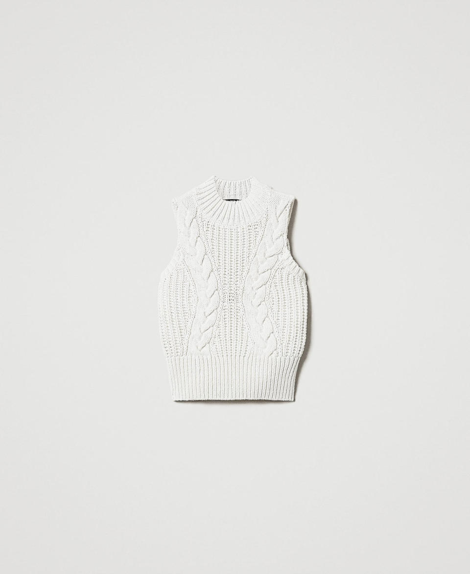 Twin Set Top in maglia con coste e trecce 2025