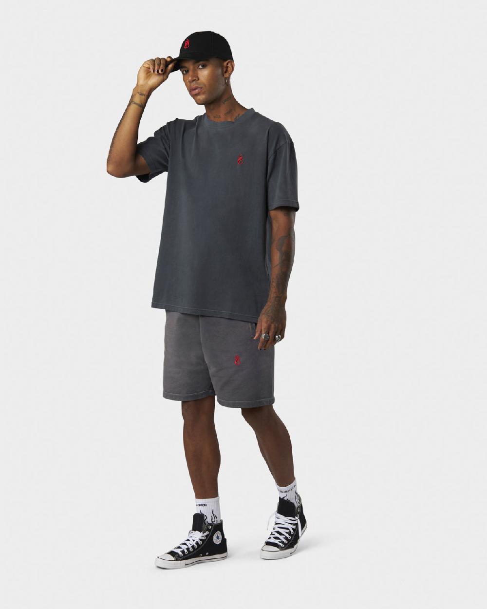 Vision Of Super COLD WASH T-SHIRT WITH RED EMBROIDERED FLAMEAND PRINTED LOGO Negozi Online
