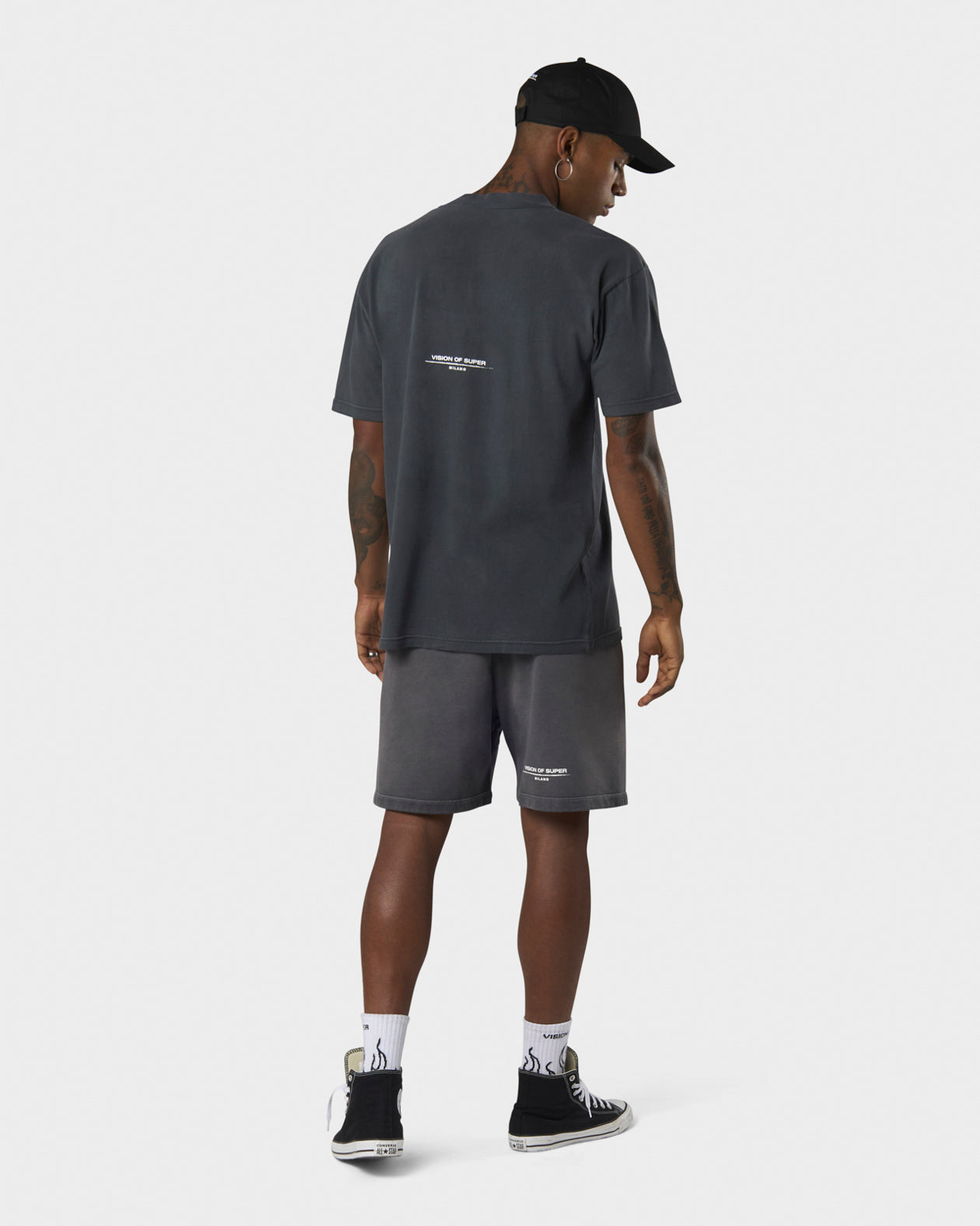 Vision Of Super COLD WASH T-SHIRT WITH RED EMBROIDERED FLAMEAND PRINTED LOGO Negozi Online