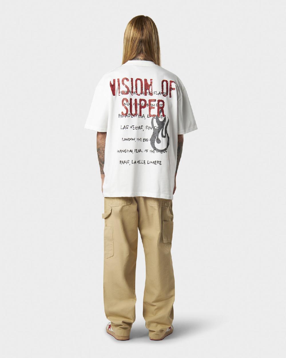 Vision Of Super WHITE T-SHIRT WITH MILITARY VOS PRINT ON BACK AND EMBROIDERED LOGO ON FRONT Fino Al -60%