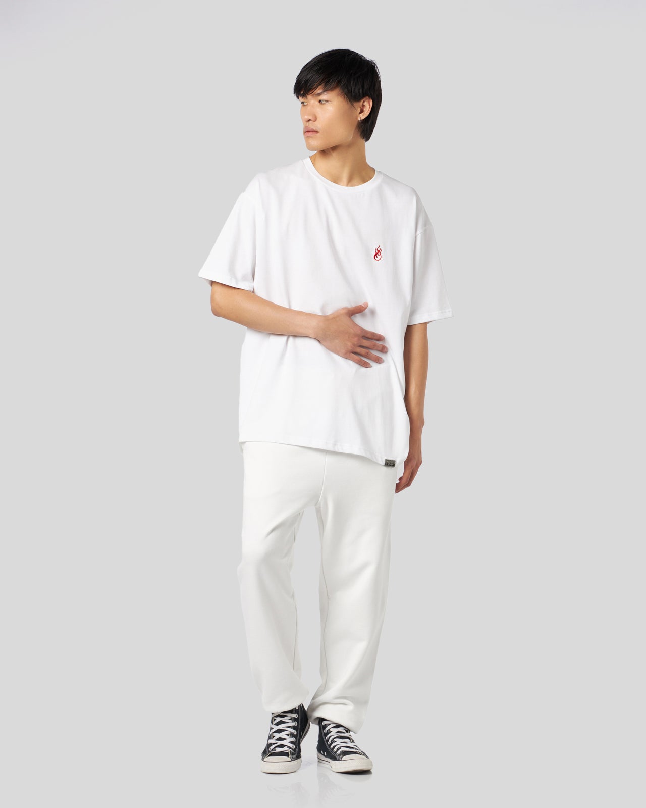 Vision Of Super WHITE T-SHIRT WITH FLAMES LOGO Convenienza