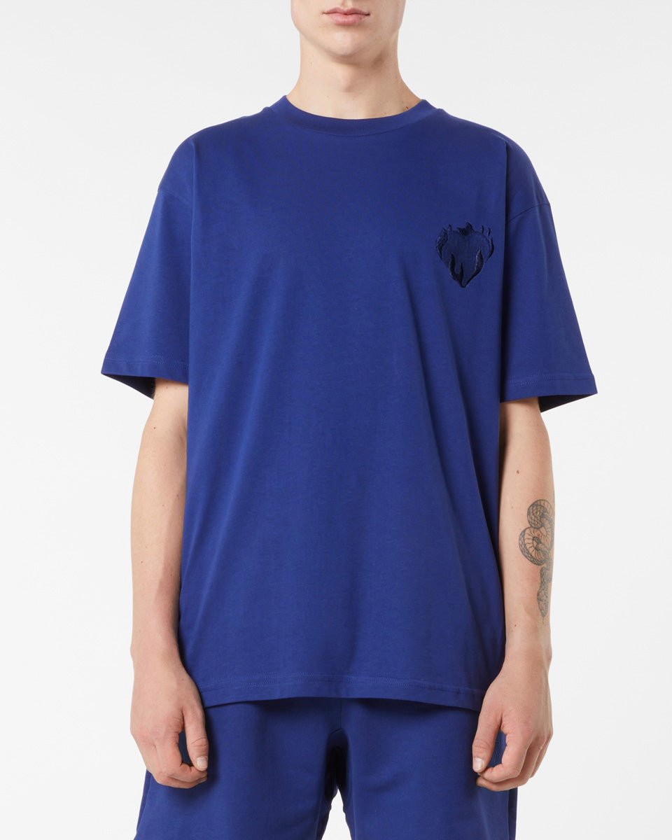 Vision Of Super BLUE T-SHIRT WITH EMBROIDERED FLAMING HEART Sconto