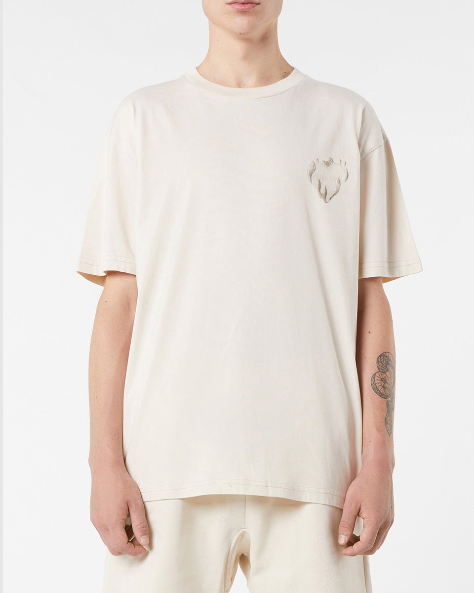 Vision Of Super SAND T-SHIRT WITH EMBROIDERED FLAMING HEART Economico