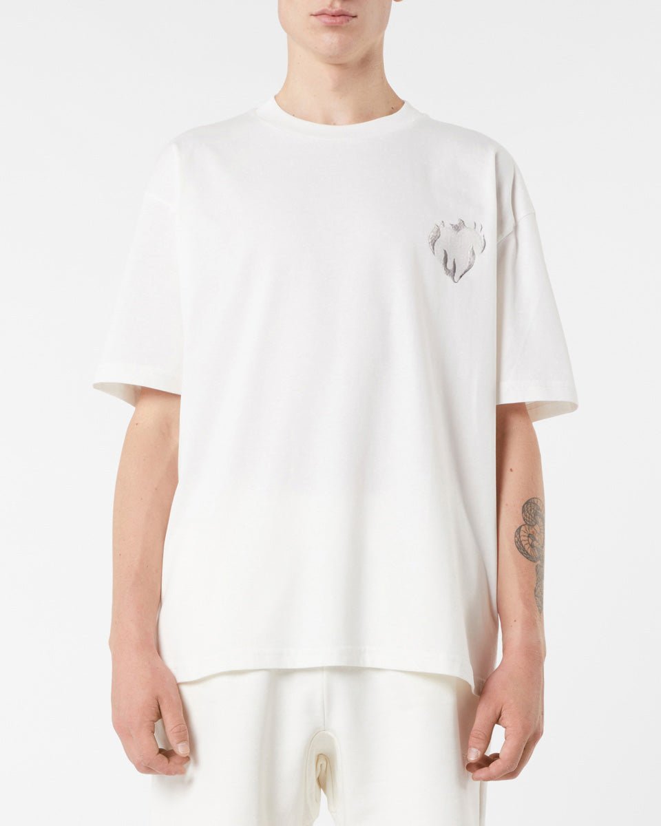 Vision Of Super OFF WHITE T-SHIRT WITH EMBROIDERED FLAMING HEART Outlet