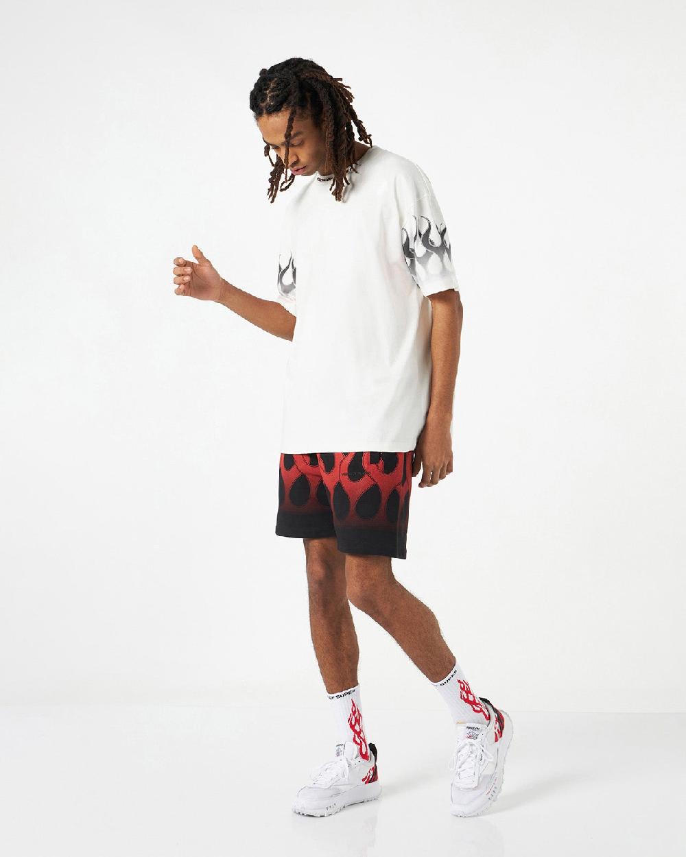 Vision Of Super WHITE T-SHIRT WITH BLACK FLAMES Italy
