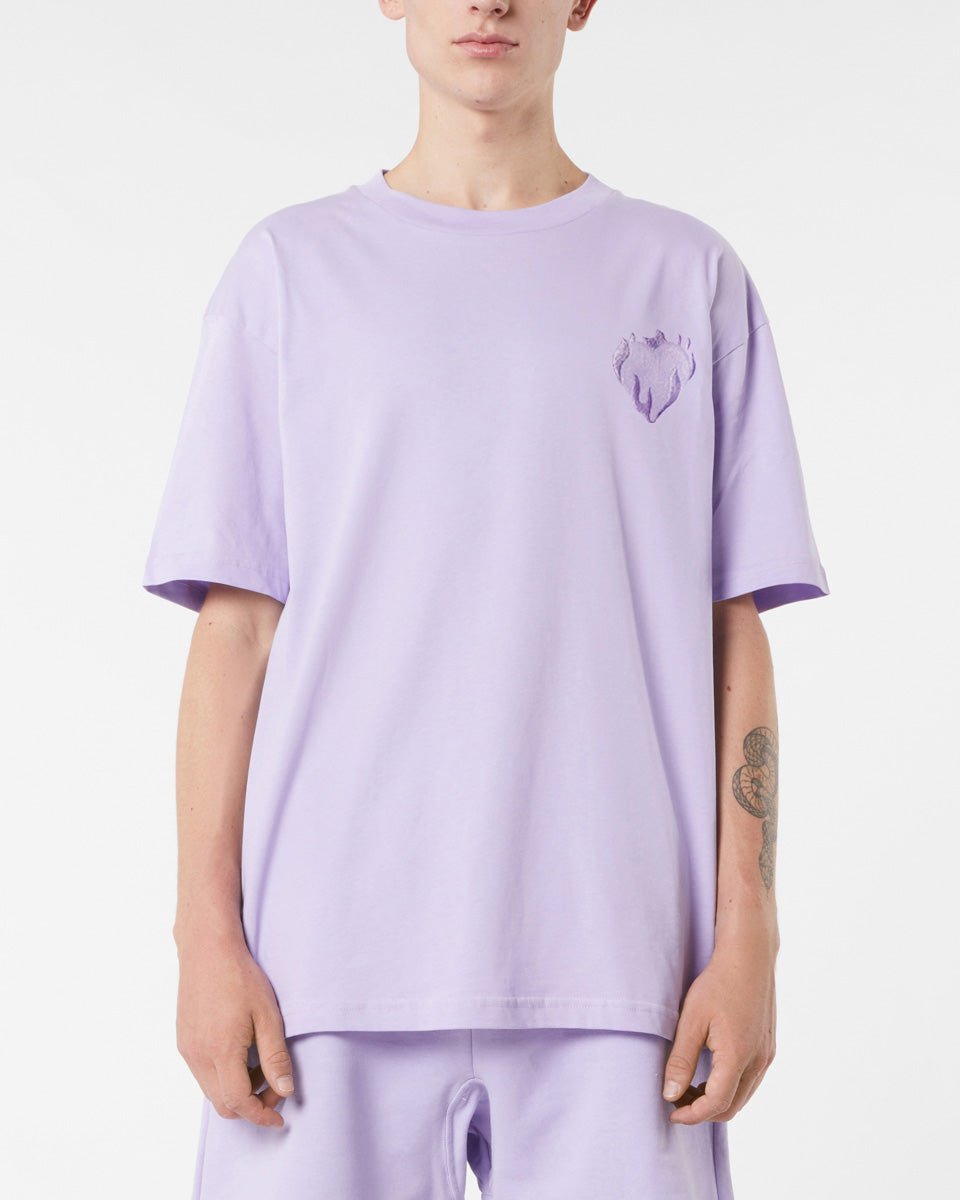 Vision Of Super LILAC T-SHIRT WITH EMBROIDERED FLAMING HEART Italia