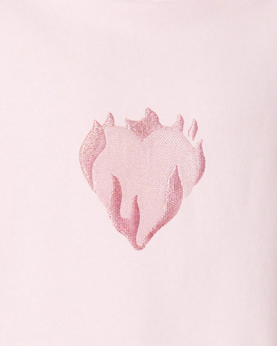 Vision Of Super PINK HOODIE WITH EMBROIDERED FLAMING HEART Spedizione Gratuita