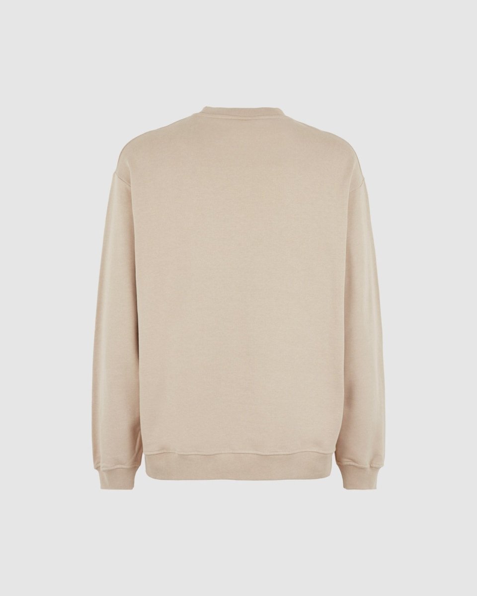Vision Of Super LIGHT BROWN CREWNECK WITH EMBROIDERED FLAMING HEART Soddisfazione Garantita