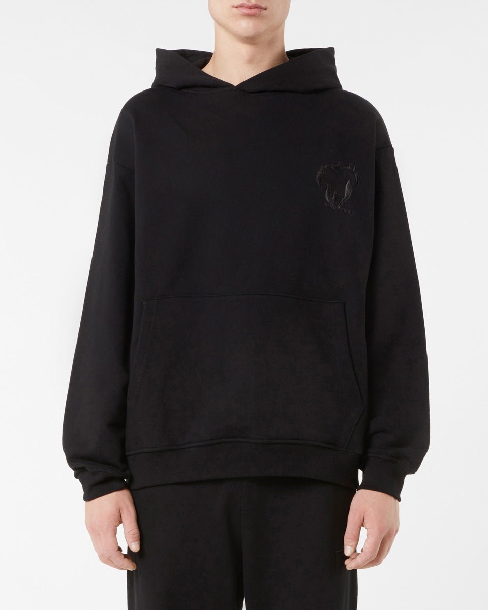 Vision Of Super BLACK HOODIE WITH EMBROIDERED FLAMING HEART Shopping Online