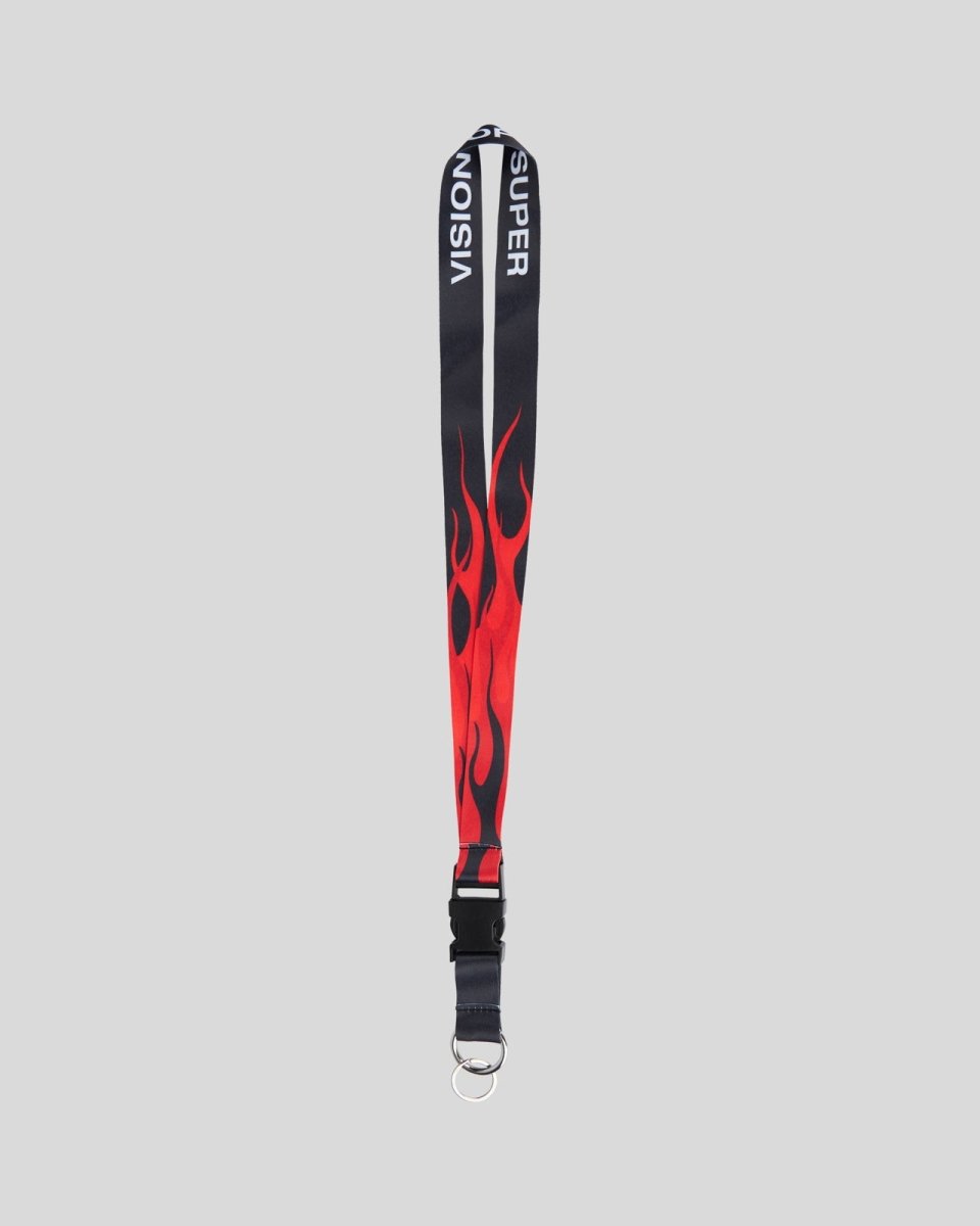 Vision Of Super BLACK KEY HOLDER WITH TRIPLE FLAMES AND LOGO PRINT
