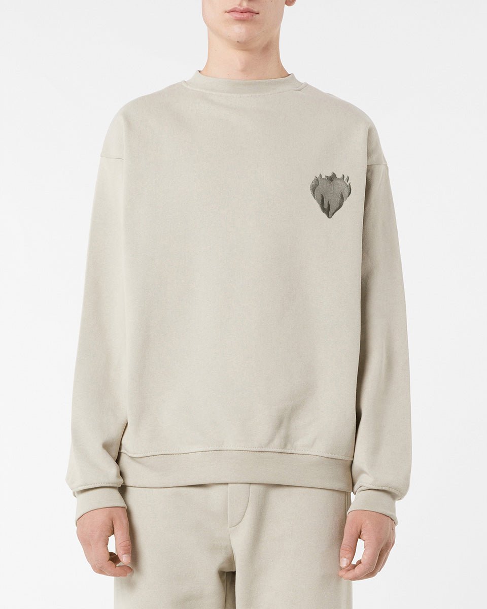 Vision Of Super LONDON FOG CREWNECK WITH EMBROIDERED FLAMING HEART Online