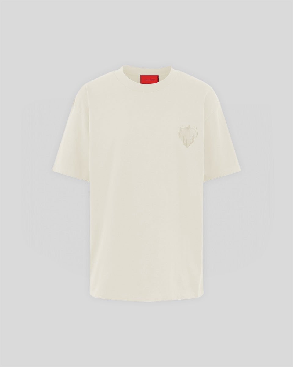 Vision Of Super SAND T-SHIRT WITH EMBROIDERED FLAMING HEART