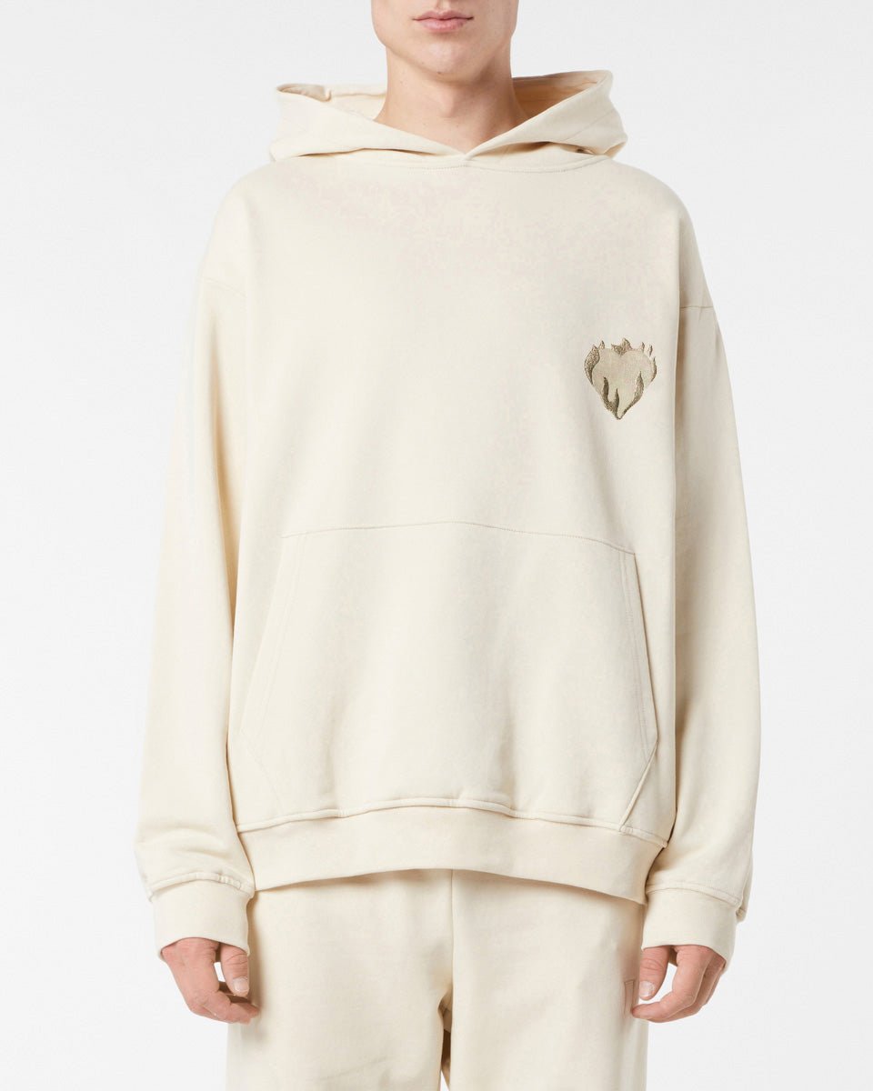 Vision Of Super SAND HOODIE WITH EMBROIDERED FLAMING HEART Negozio