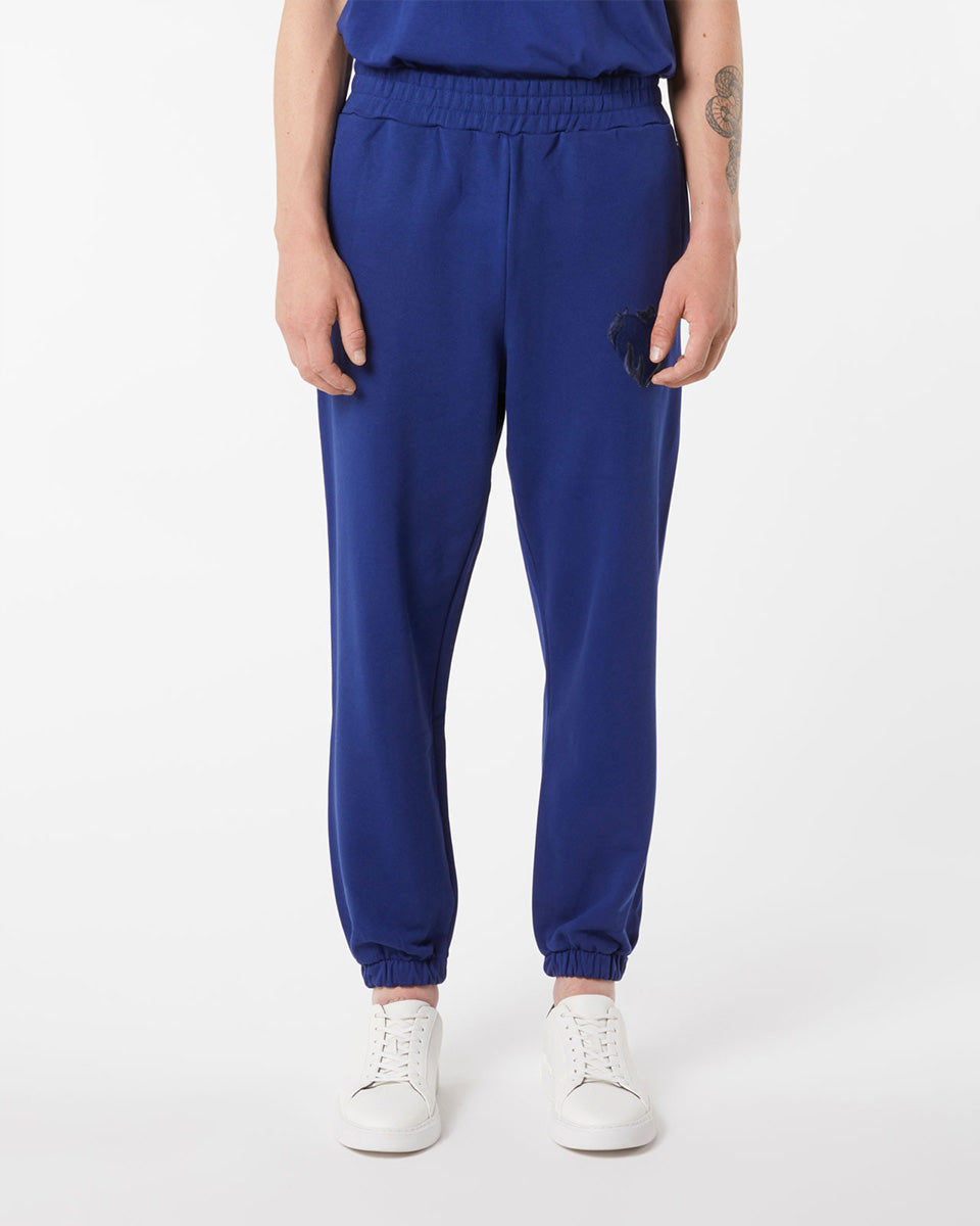 Vision Of Super BLUE PANTS WITH EMBROIDERED FLAMING HEART In Saldo