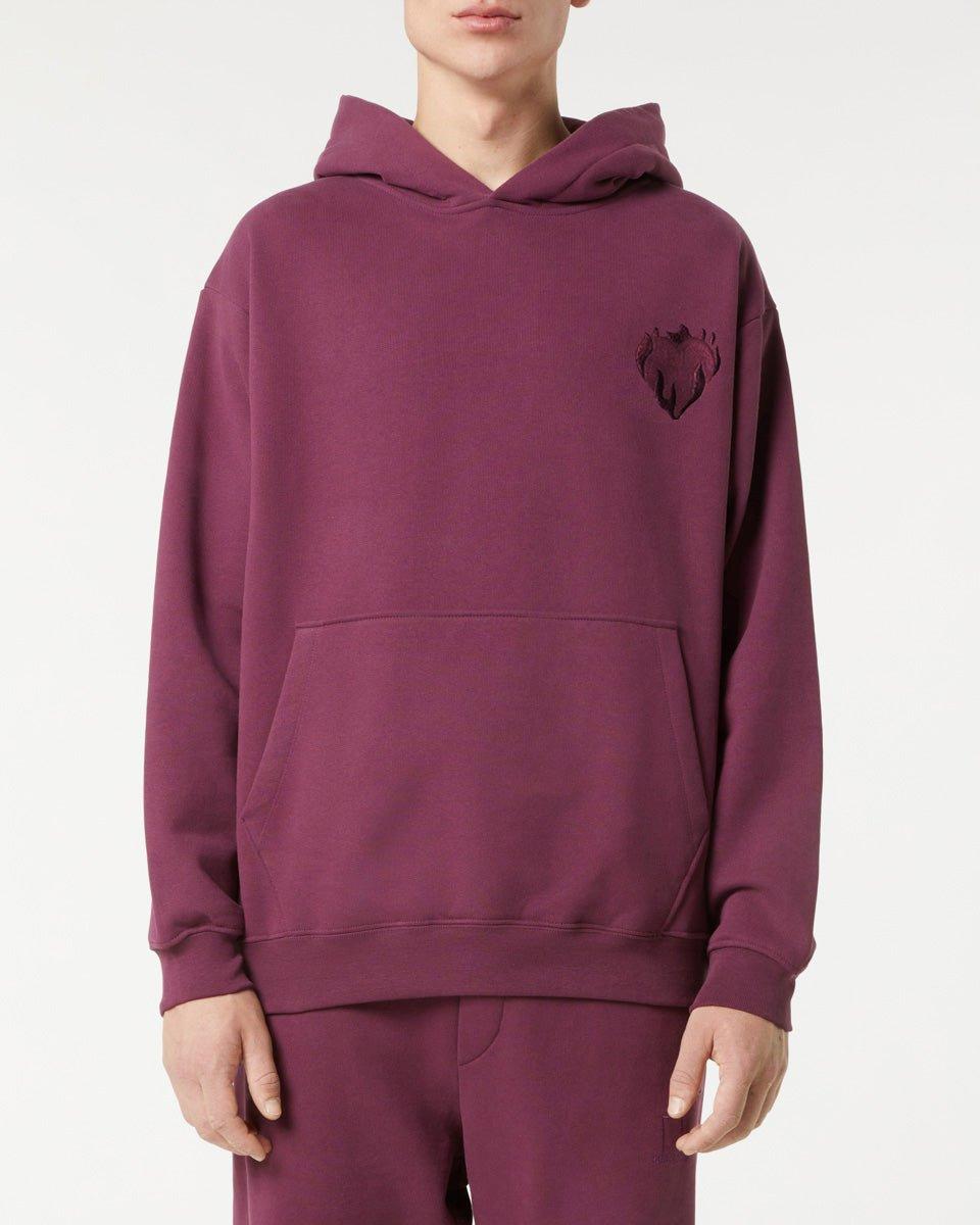 Vision Of Super GRAPE WINE HOODIE WITH EMBROIDERED FLAMING HEART Italy