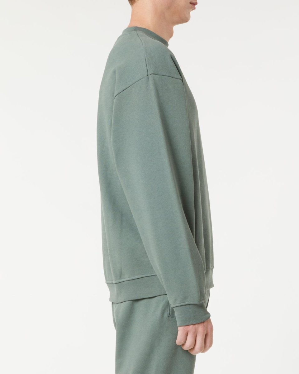 Vision Of Super BALSAM GREEN CREWNECK WITH EMBROIDERED FLAMING HEART Qualità