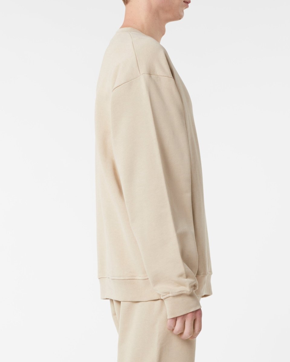 Vision Of Super LIGHT BROWN CREWNECK WITH EMBROIDERED FLAMING HEART Spedizione Gratuita